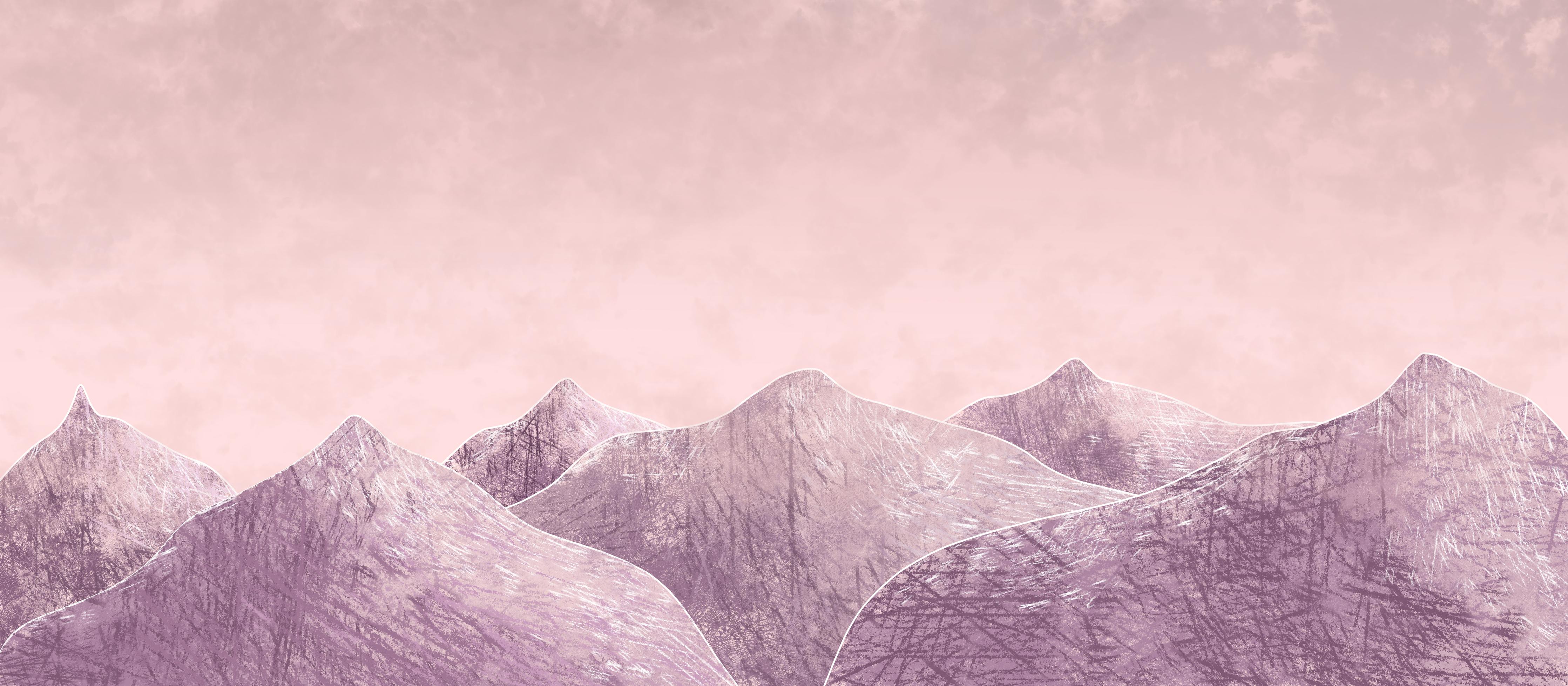 Spritzschutz-Rosa-lilane Berglandschaft - Kunstmalerei