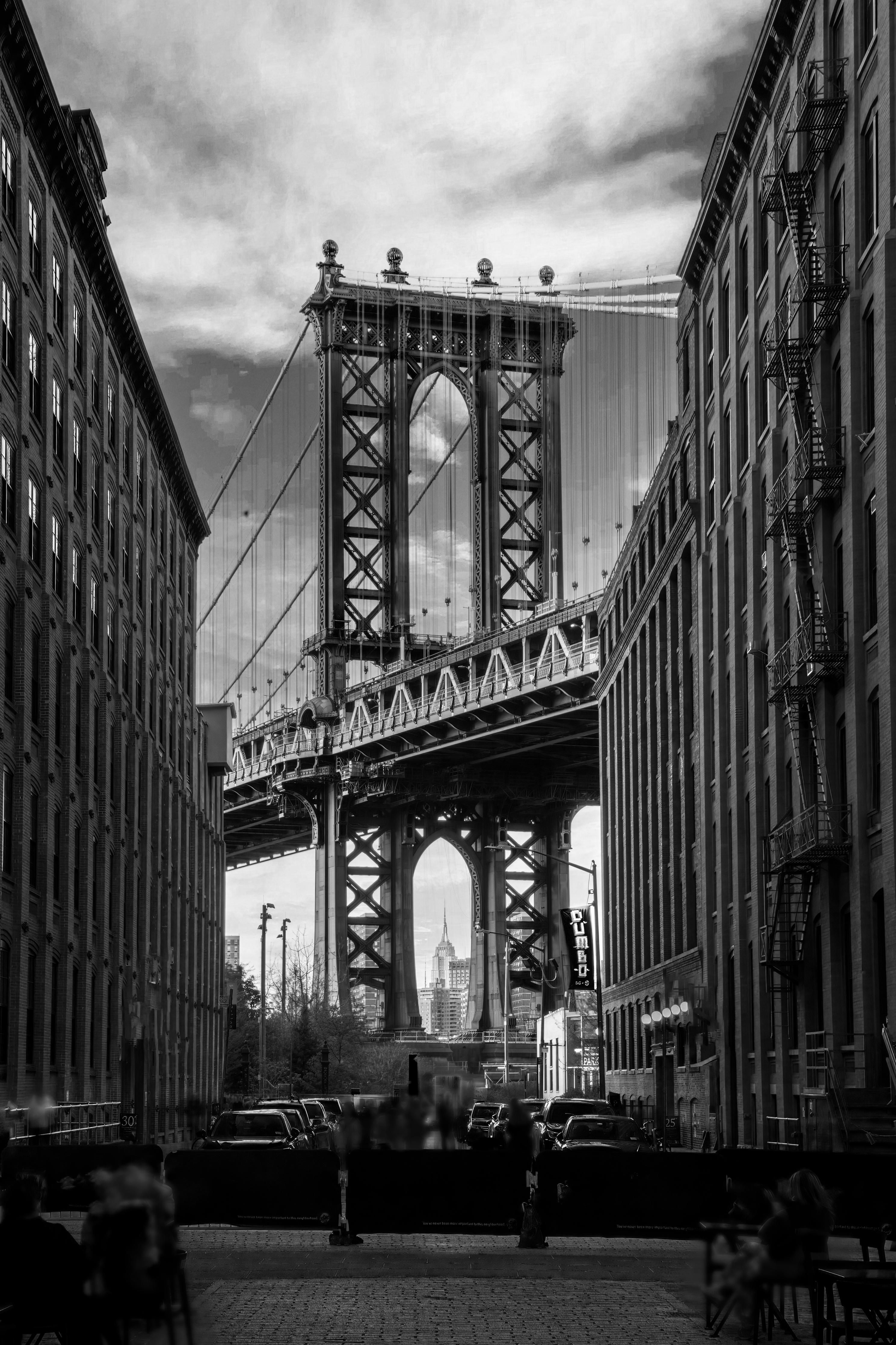 Spritzschutz-Schwarz-Weiß Manhattan Bridge Foto