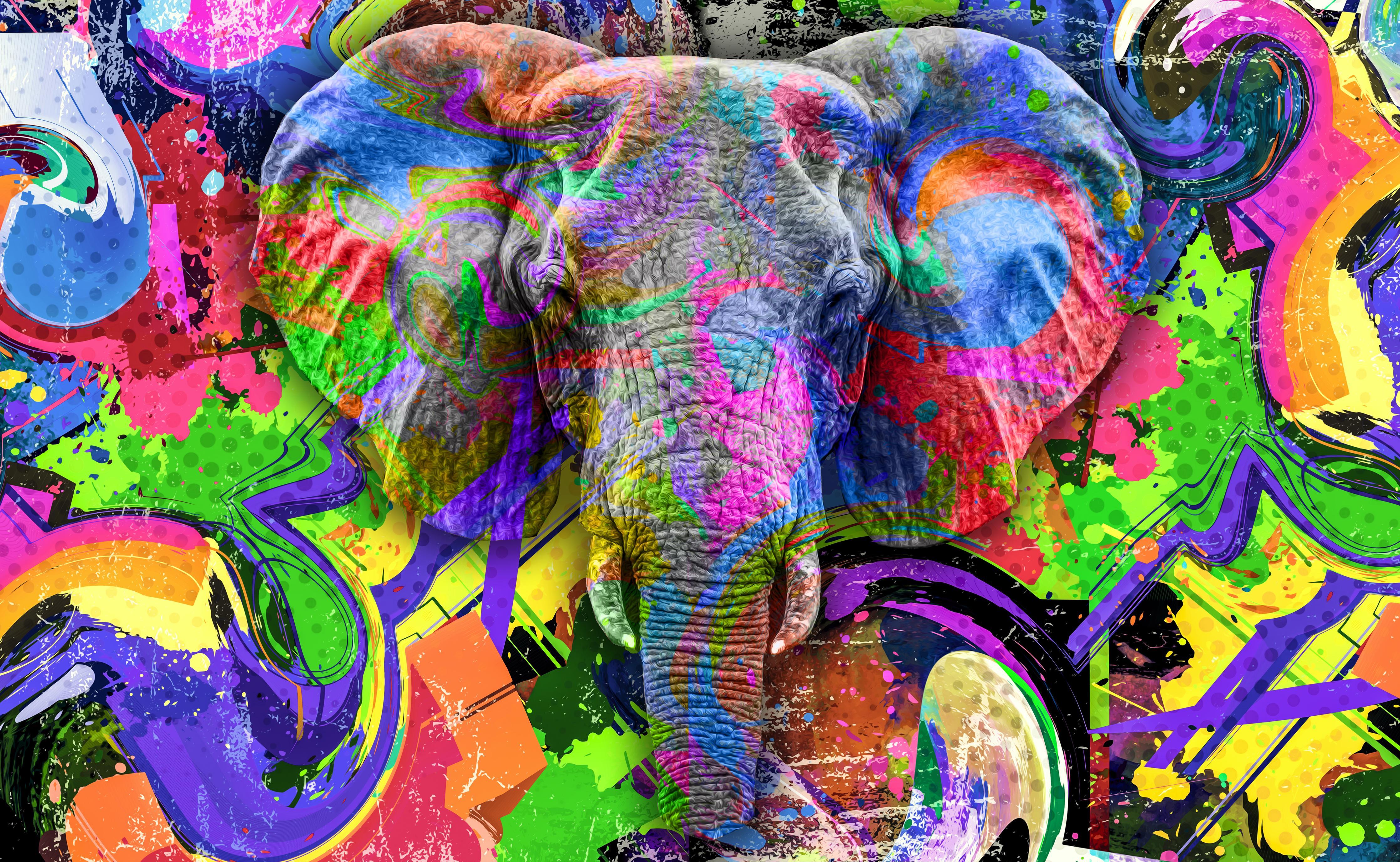 Spritzschutz-Bunter abstrakter Elefantenkopf