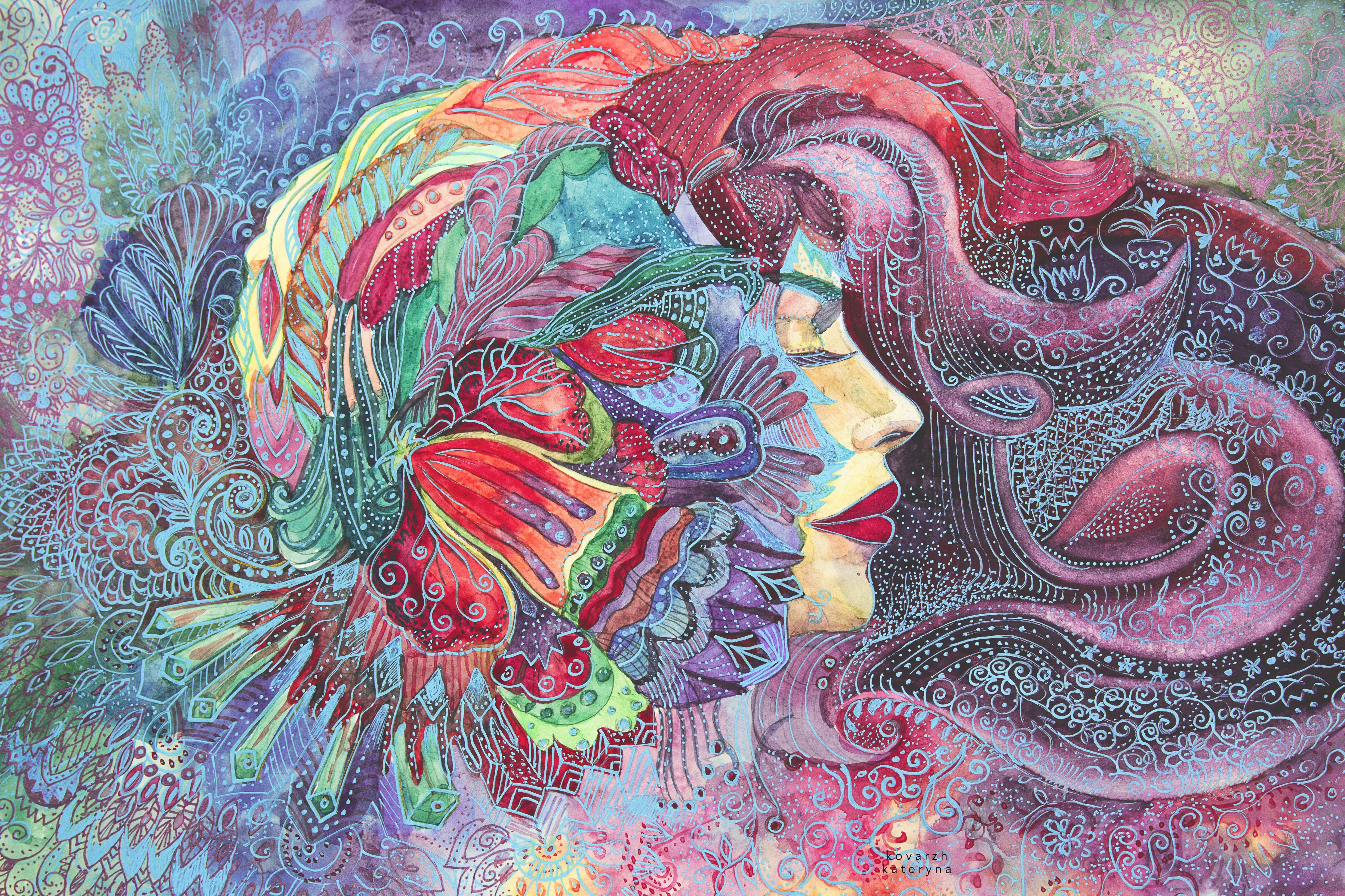 Spritzschutz-Kreatives Aquarell einer Frau