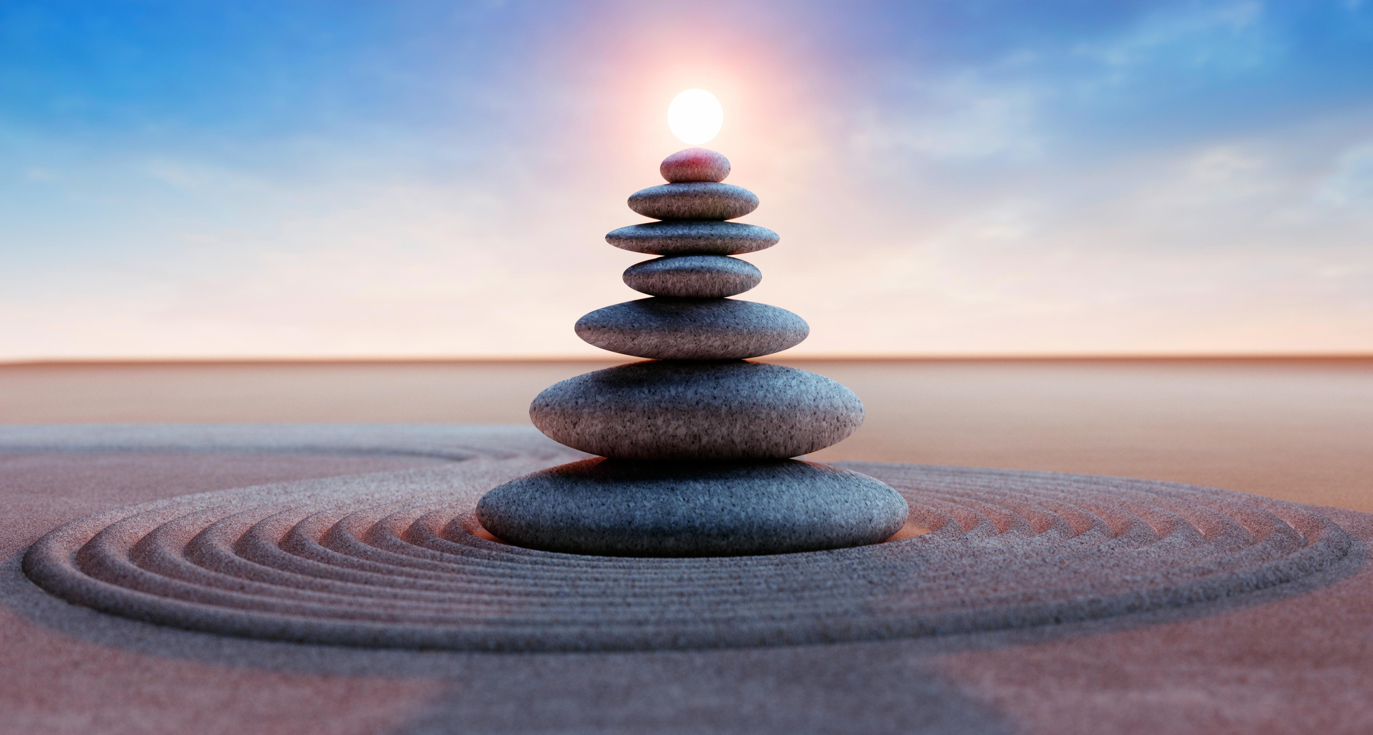 Spritzschutz-Spiritueller Steinturm mit Sonne