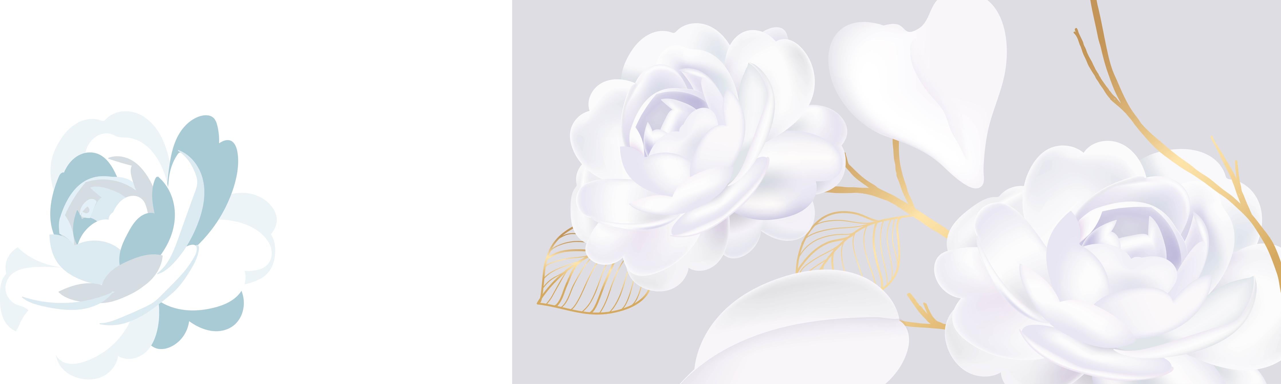 Spritzschutz-Stilvolle Weiße Rosen Grafik mit Goldakzenten