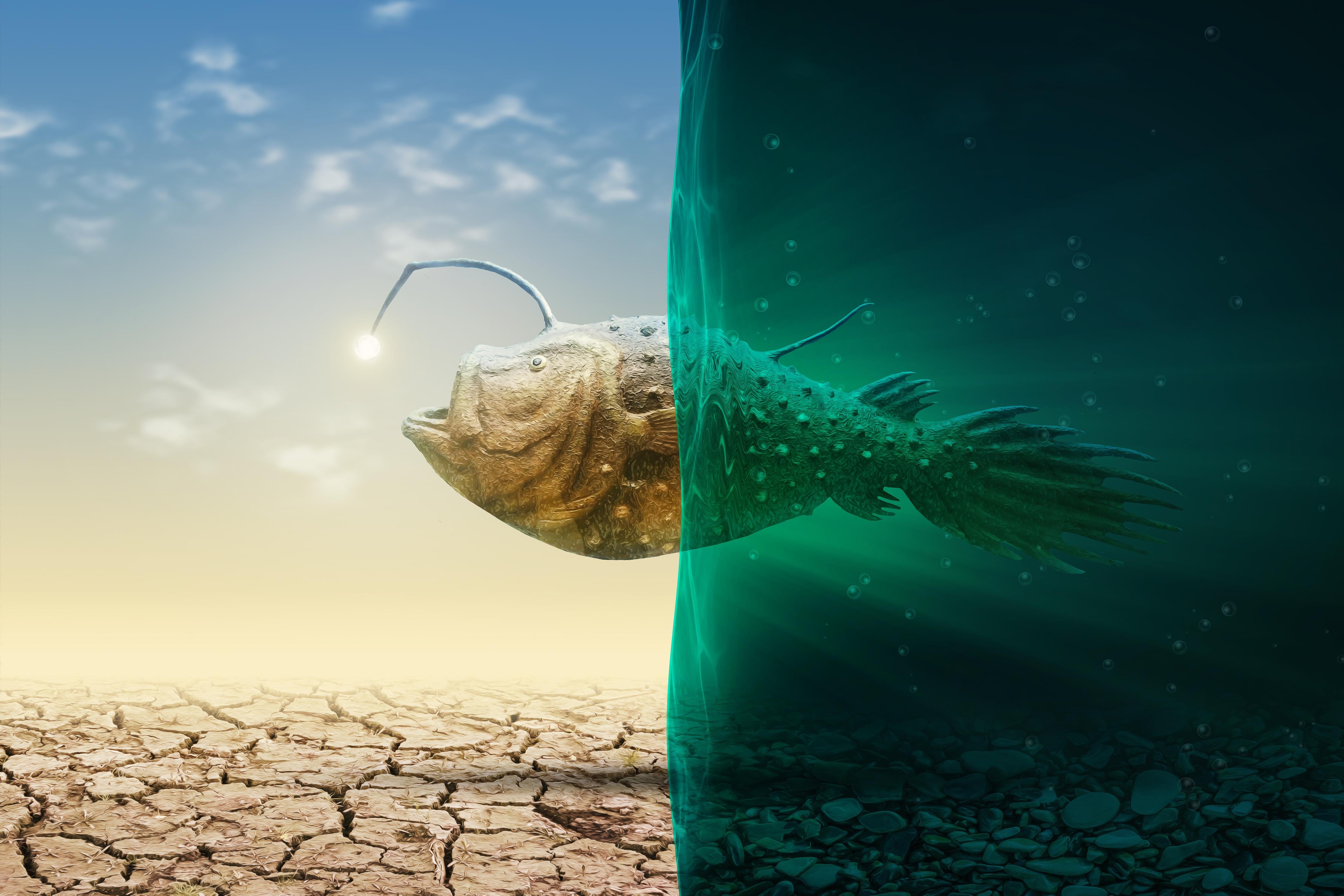 Spritzschutz-Surreale Anglerfisch Darstellung