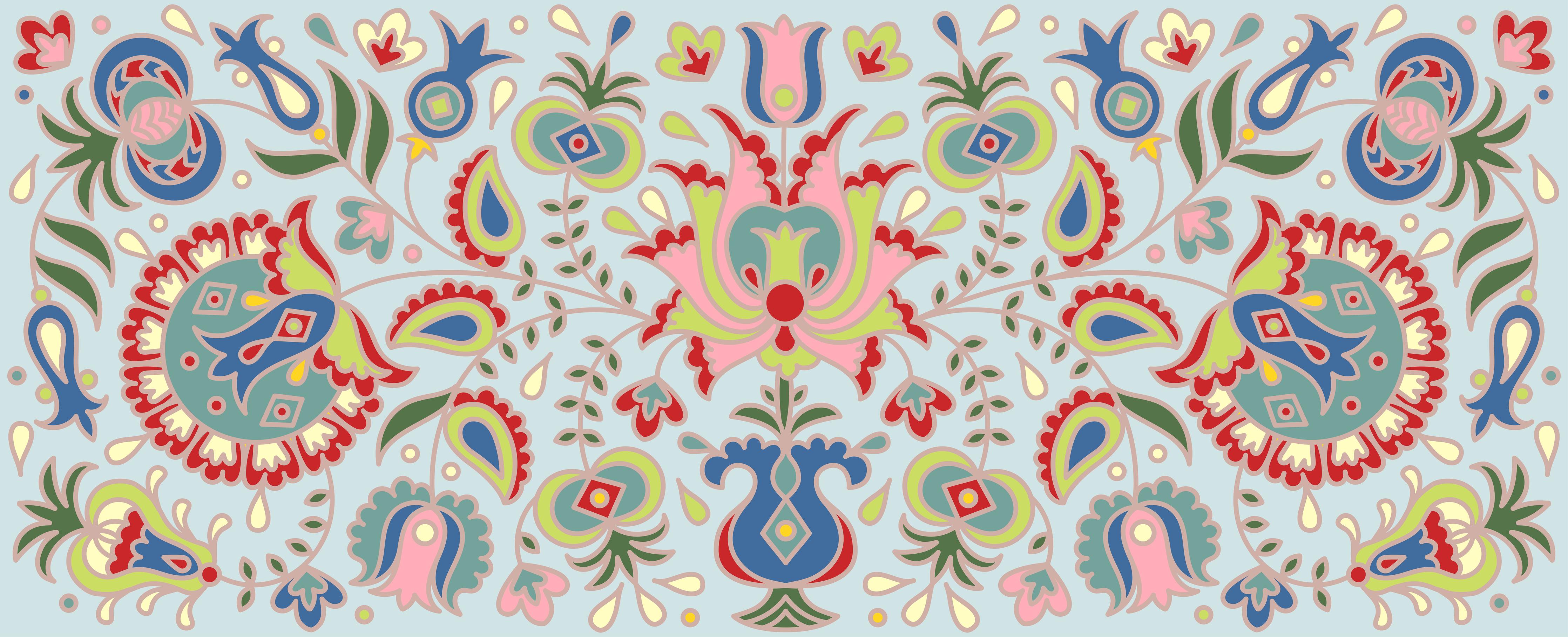 Spritzschutz-Traditionelles Buntes Folklore-Design Print