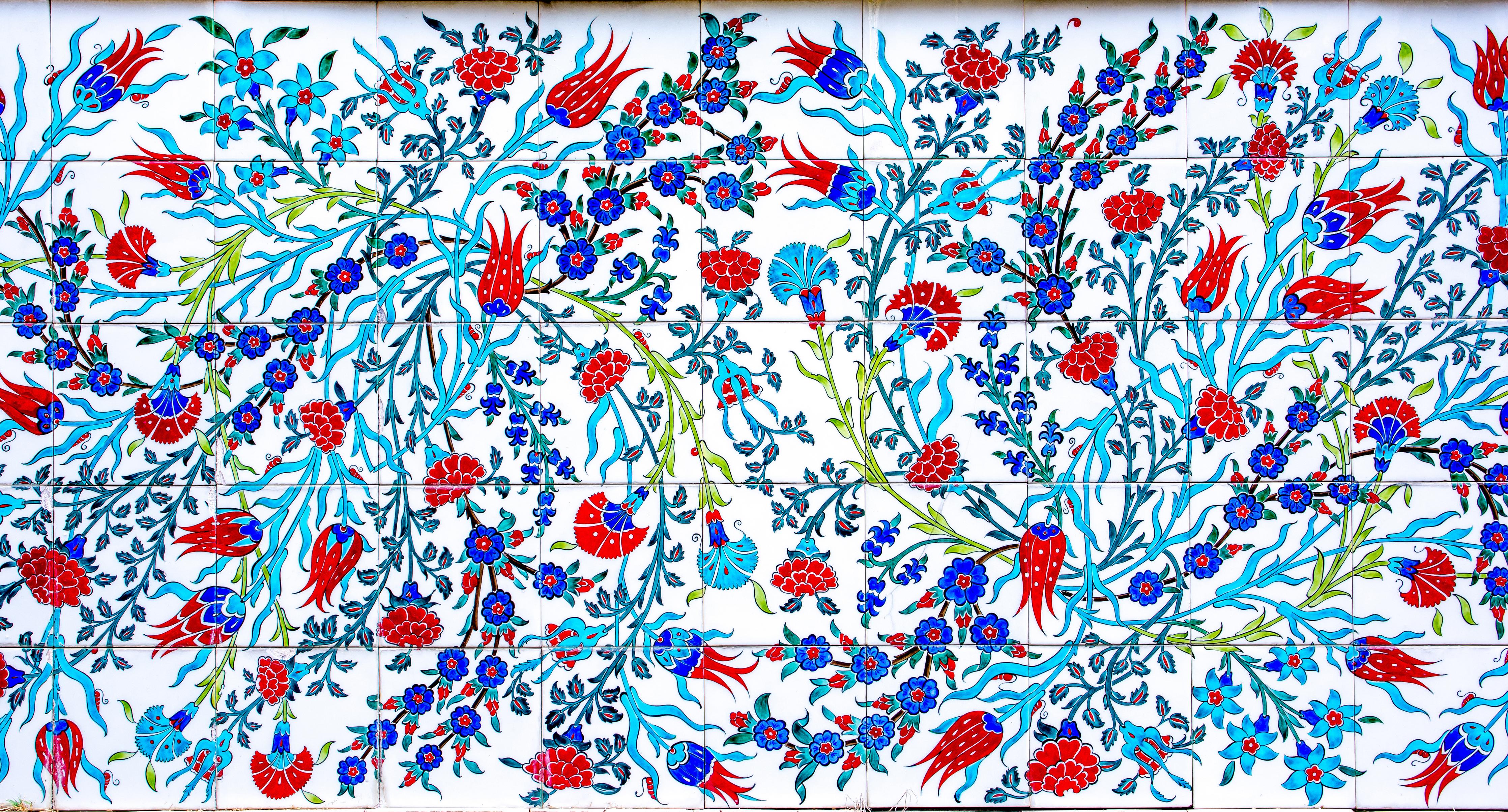 Spritzschutz-Türkische Wandfliese mit floralem Muster