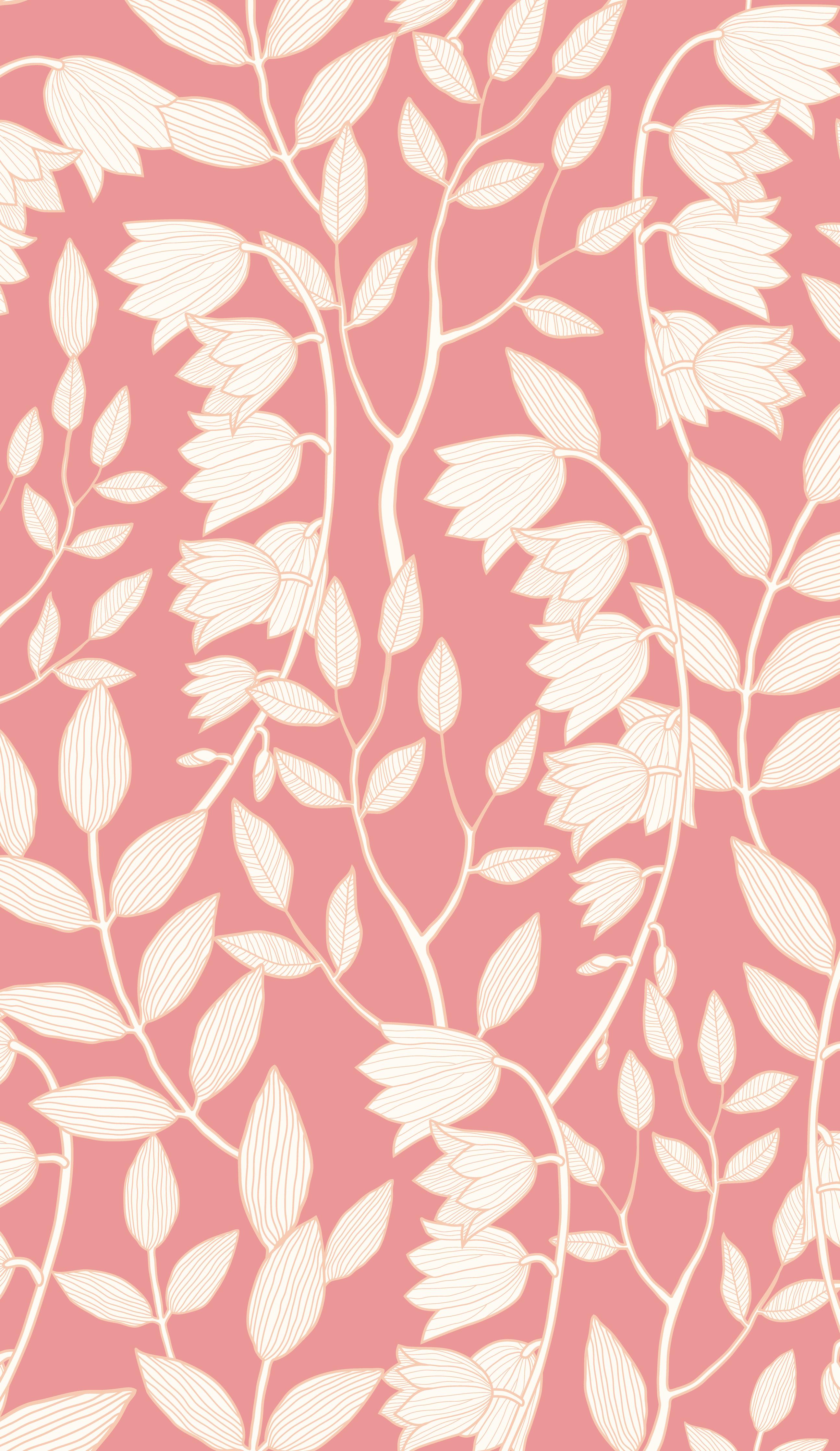 Spritzschutz-Zartrosa Tapete mit elegantem Blattmuster