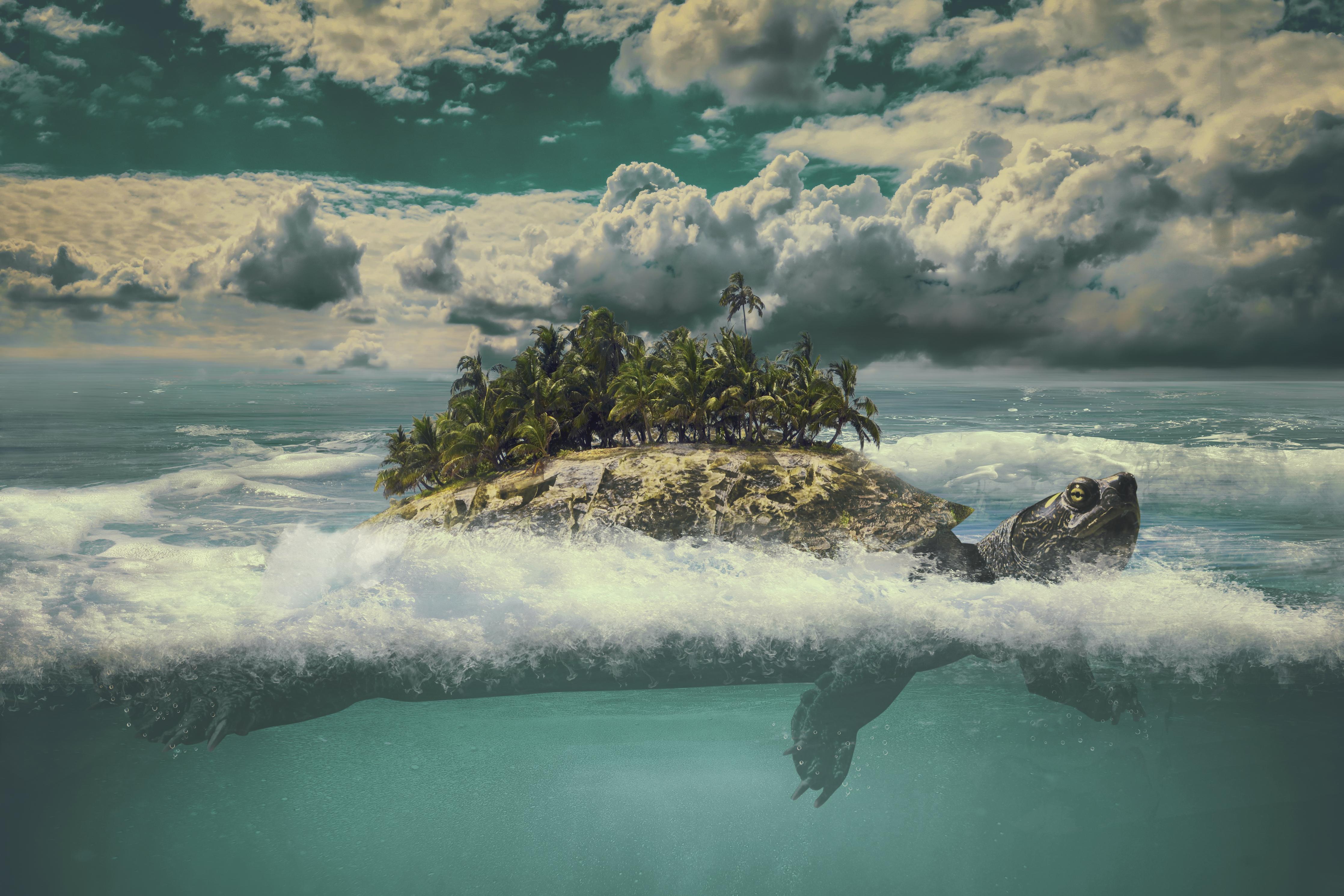 Spritzschutz-tropische Wanderinsel im Meer