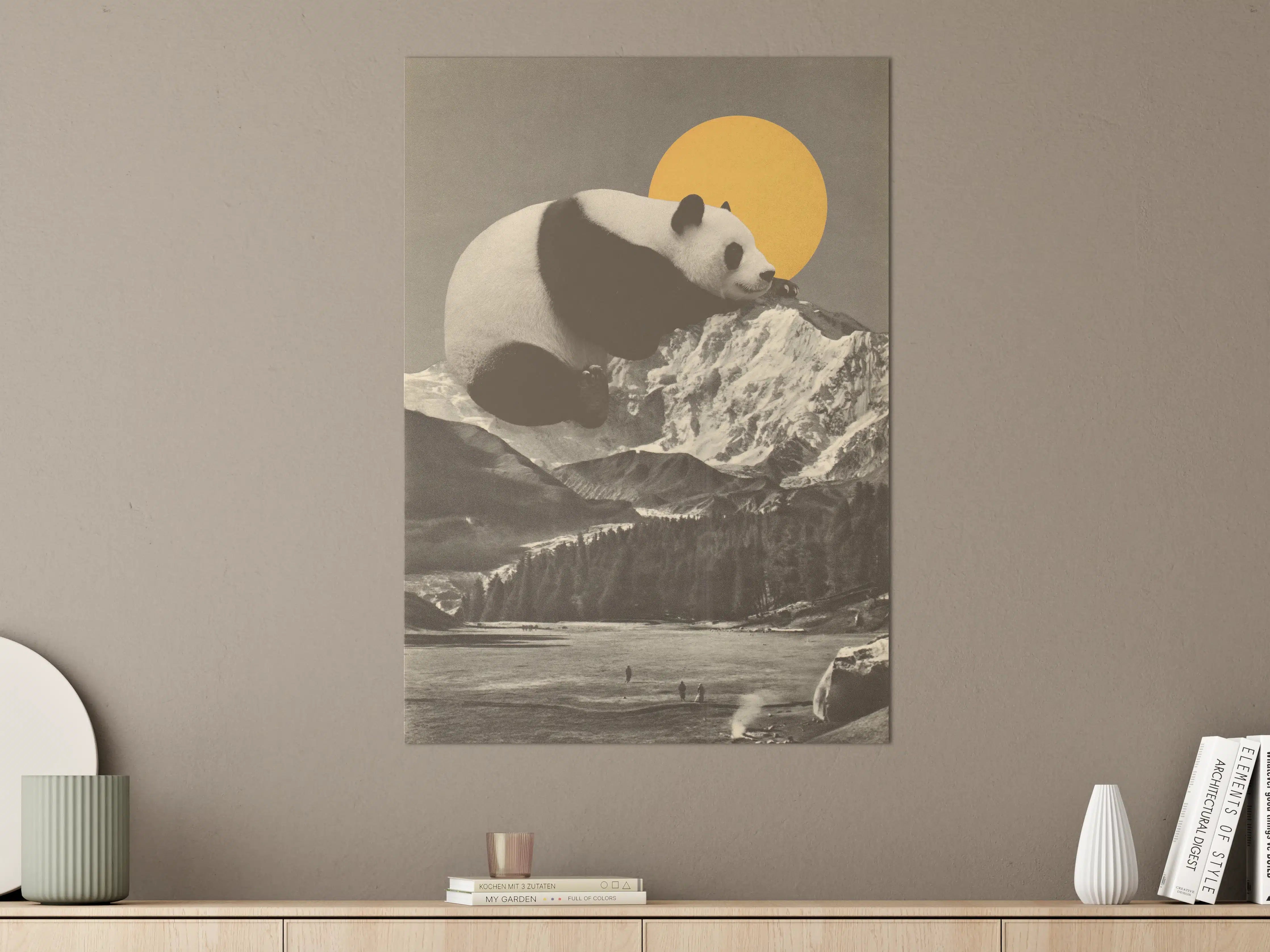 Große Wandbilder - Panda Berglandschaft S/W