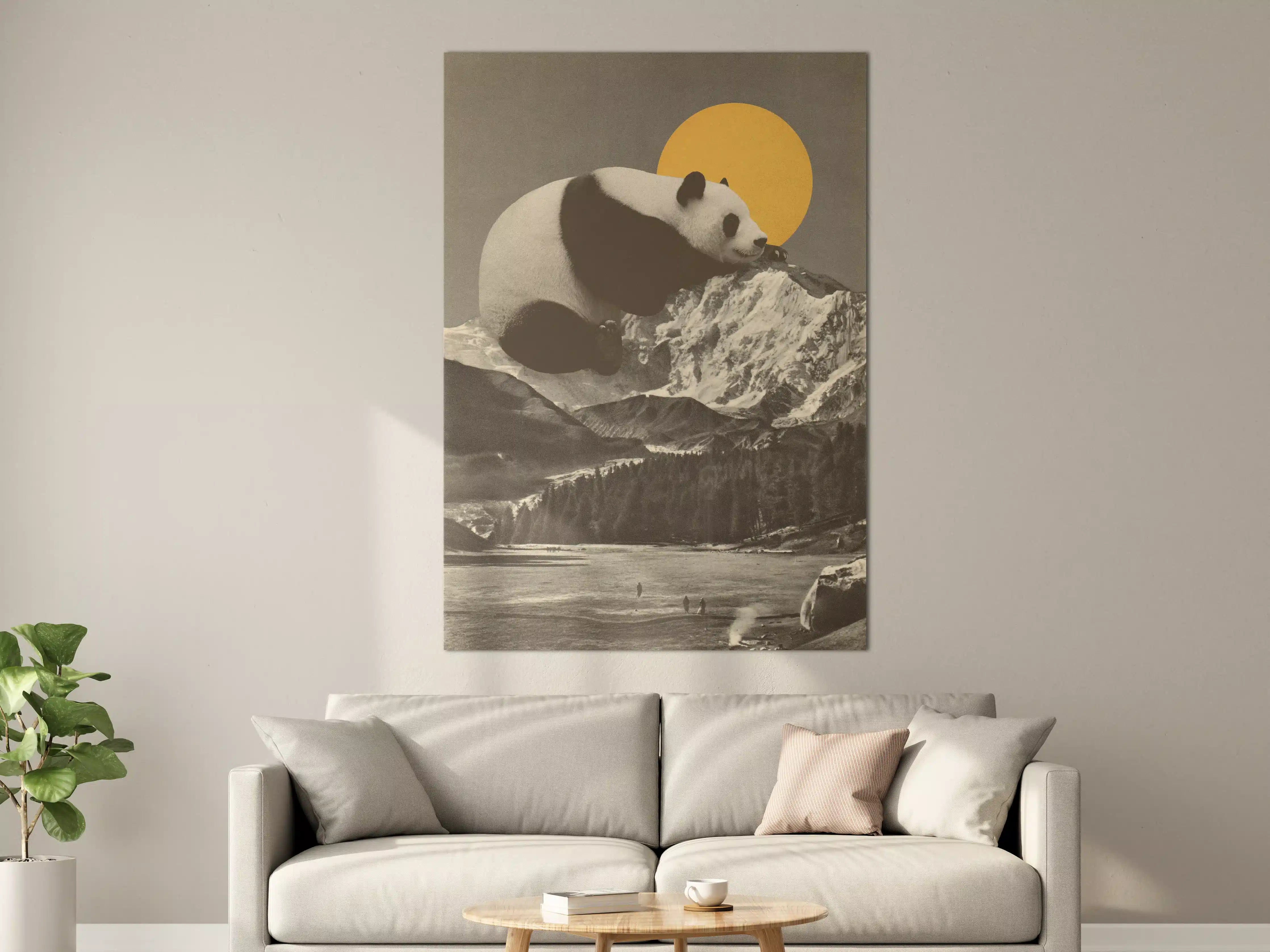 Große Wandbilder - Panda Berglandschaft S/W