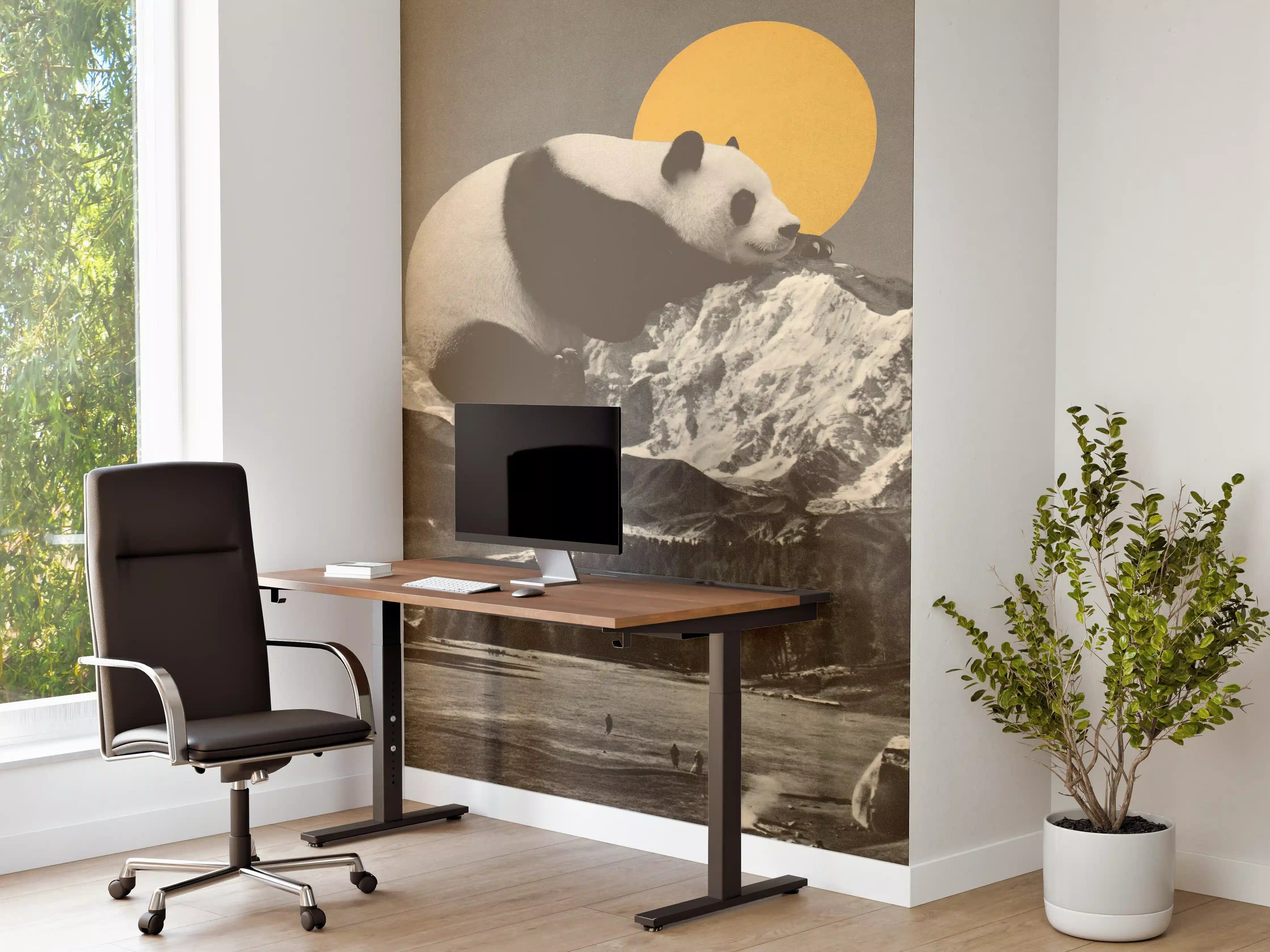Büro Wandgestaltung - Panda Berglandschaft S/W