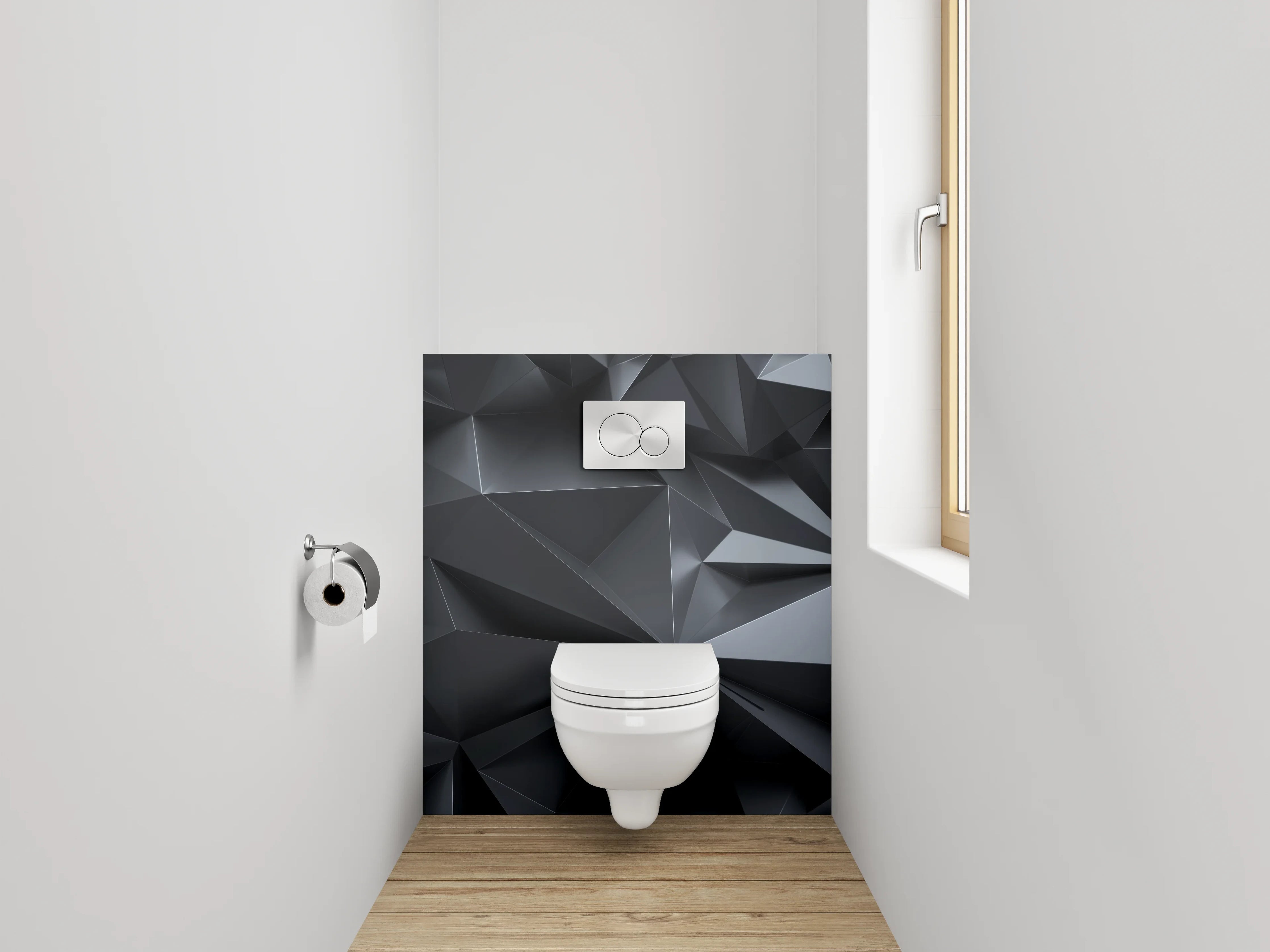 WC-Rückwand - 3D Geometrie Schwarzgrau Abstrakt