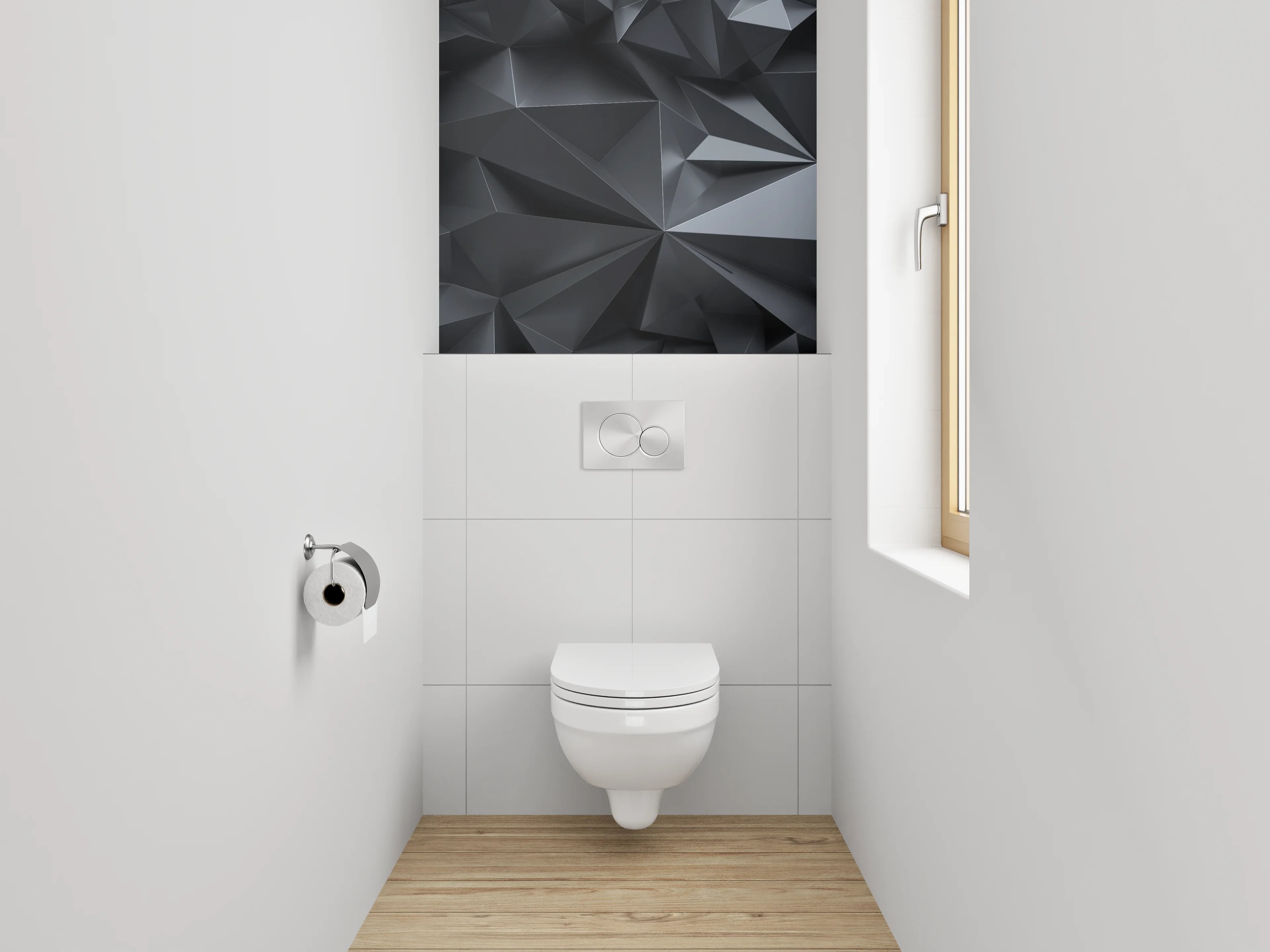 WC-Rückwand - 3D Geometrie Schwarzgrau Abstrakt