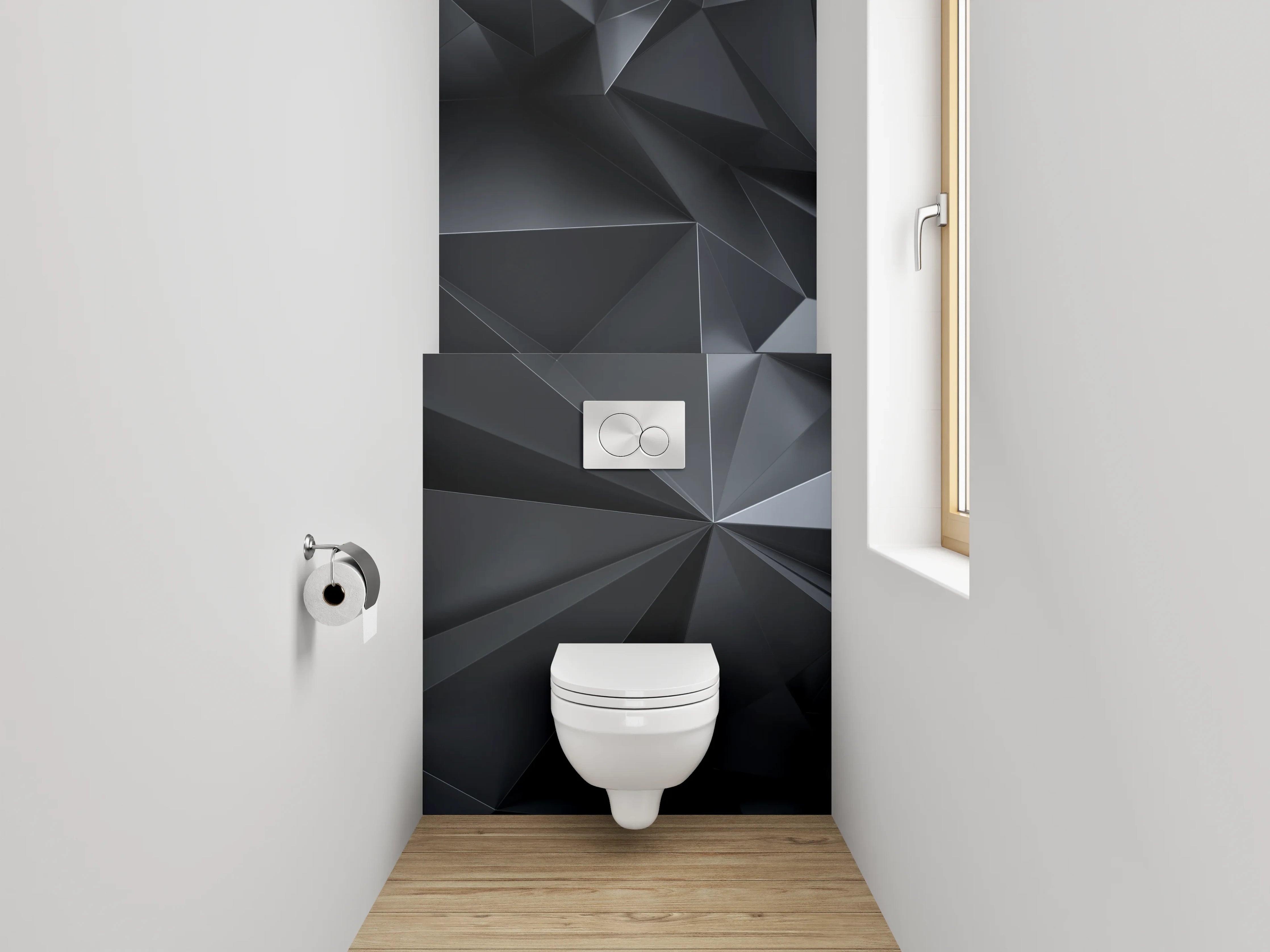 WC-Rückwand - 3D Geometrie Schwarzgrau Abstrakt