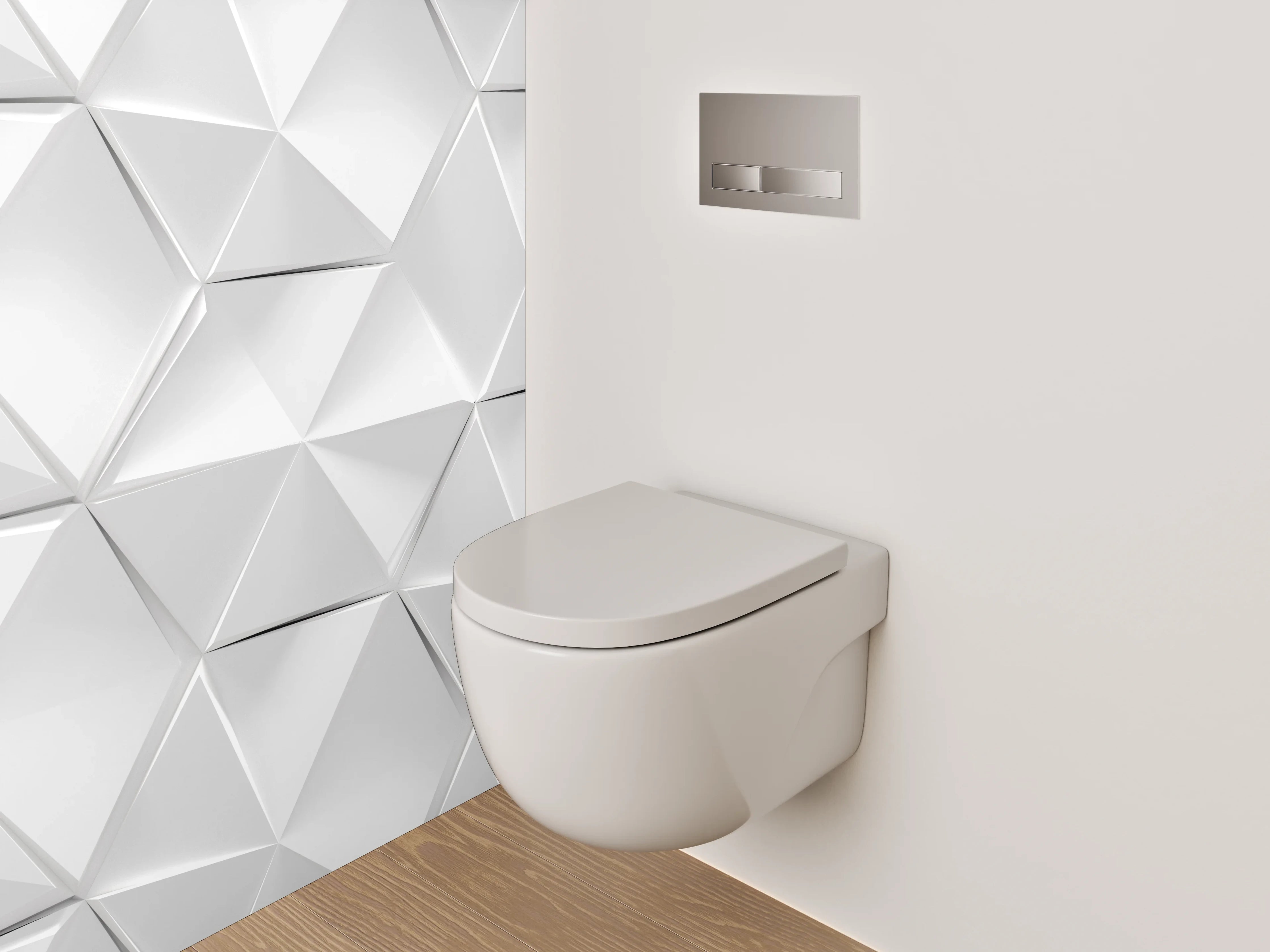 WC-Rückwand - 3D Geometrisches Muster in Weiß-Grau