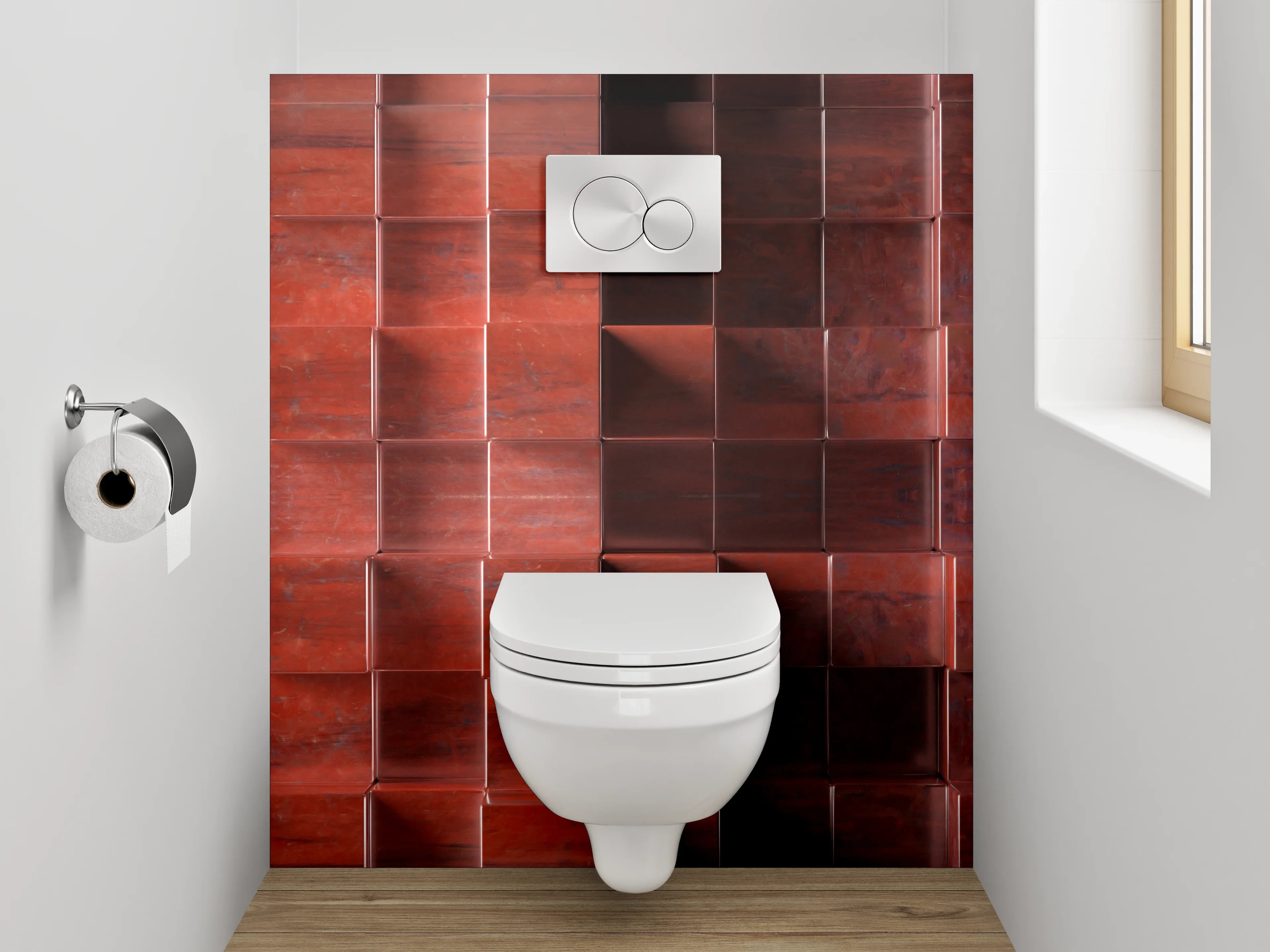 WC-Rückwand - 3D Holz Würfel Wandpaneel Braun