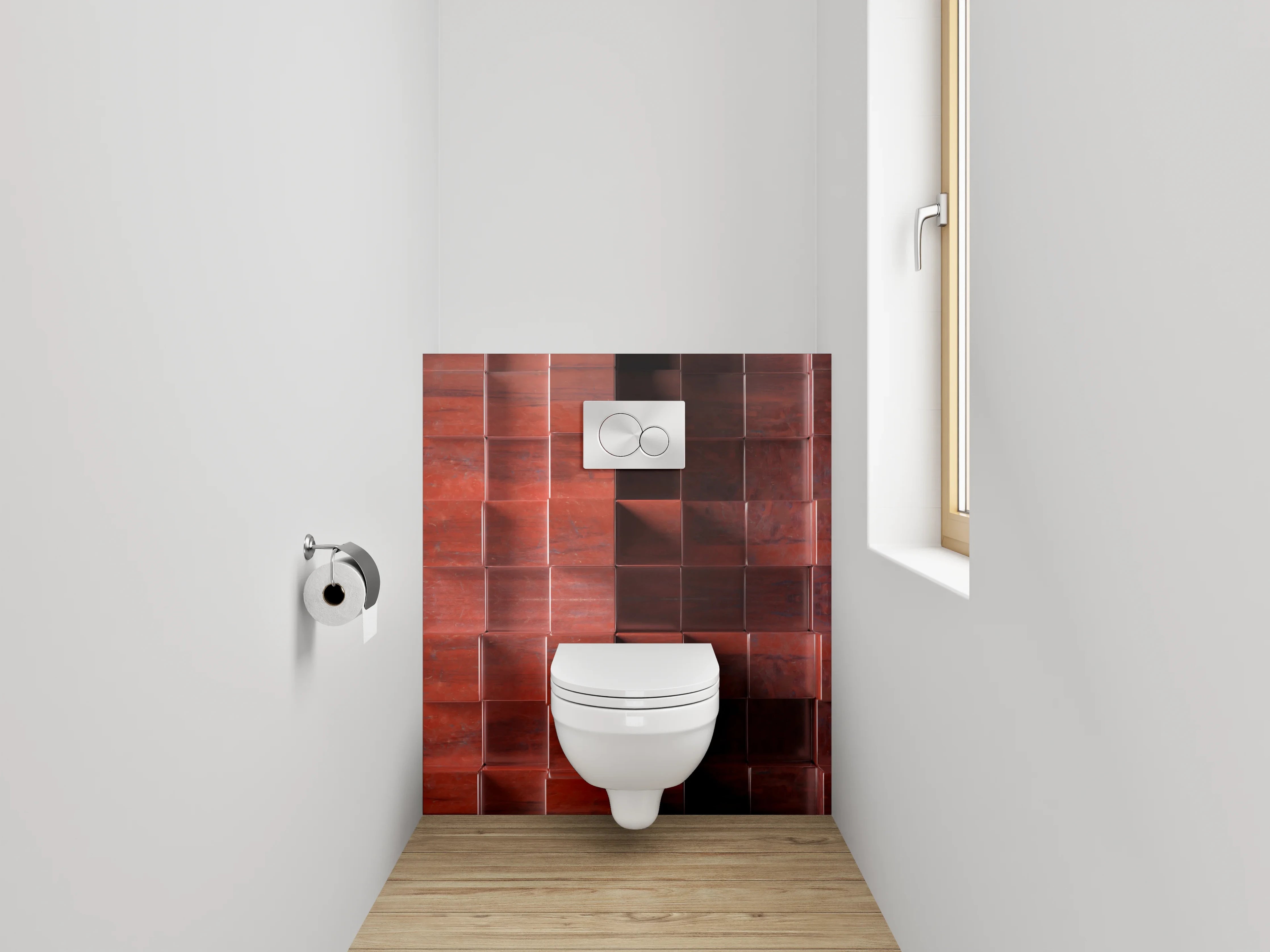 WC-Rückwand - 3D Holz Würfel Wandpaneel Braun