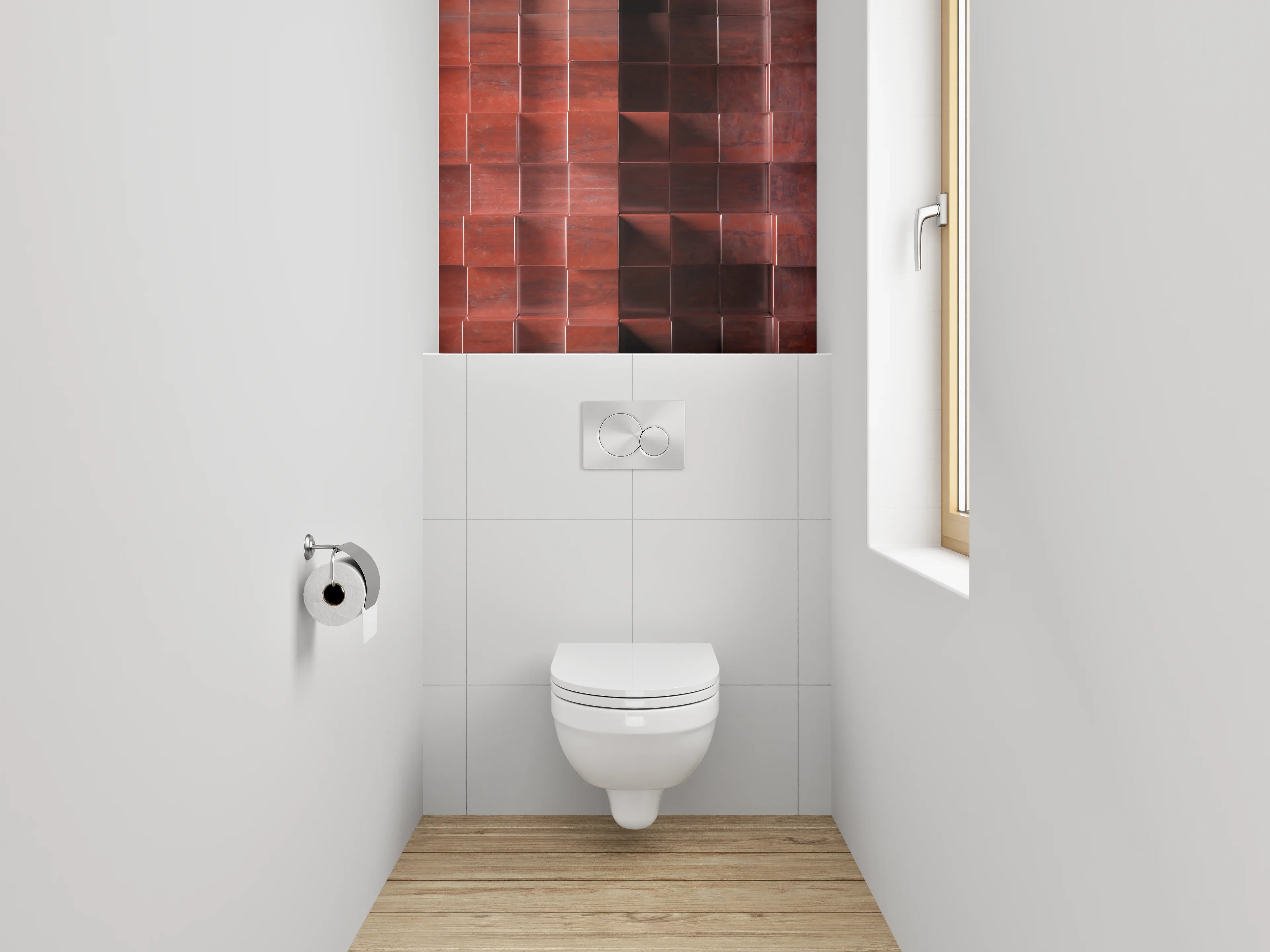 WC-Rückwand - 3D Holz Würfel Wandpaneel Braun