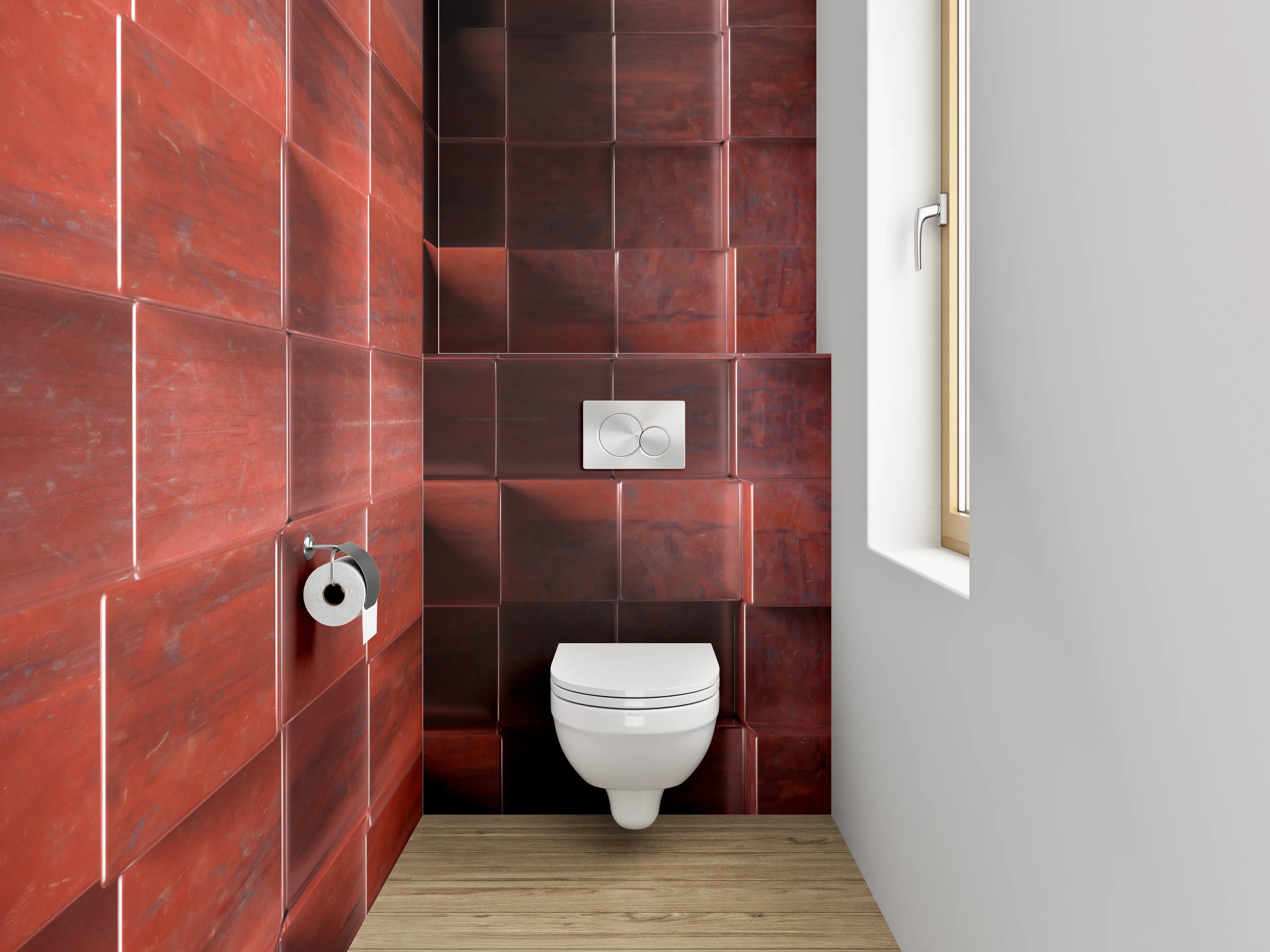 WC-Rückwand - 3D Holz Würfel Wandpaneel Braun