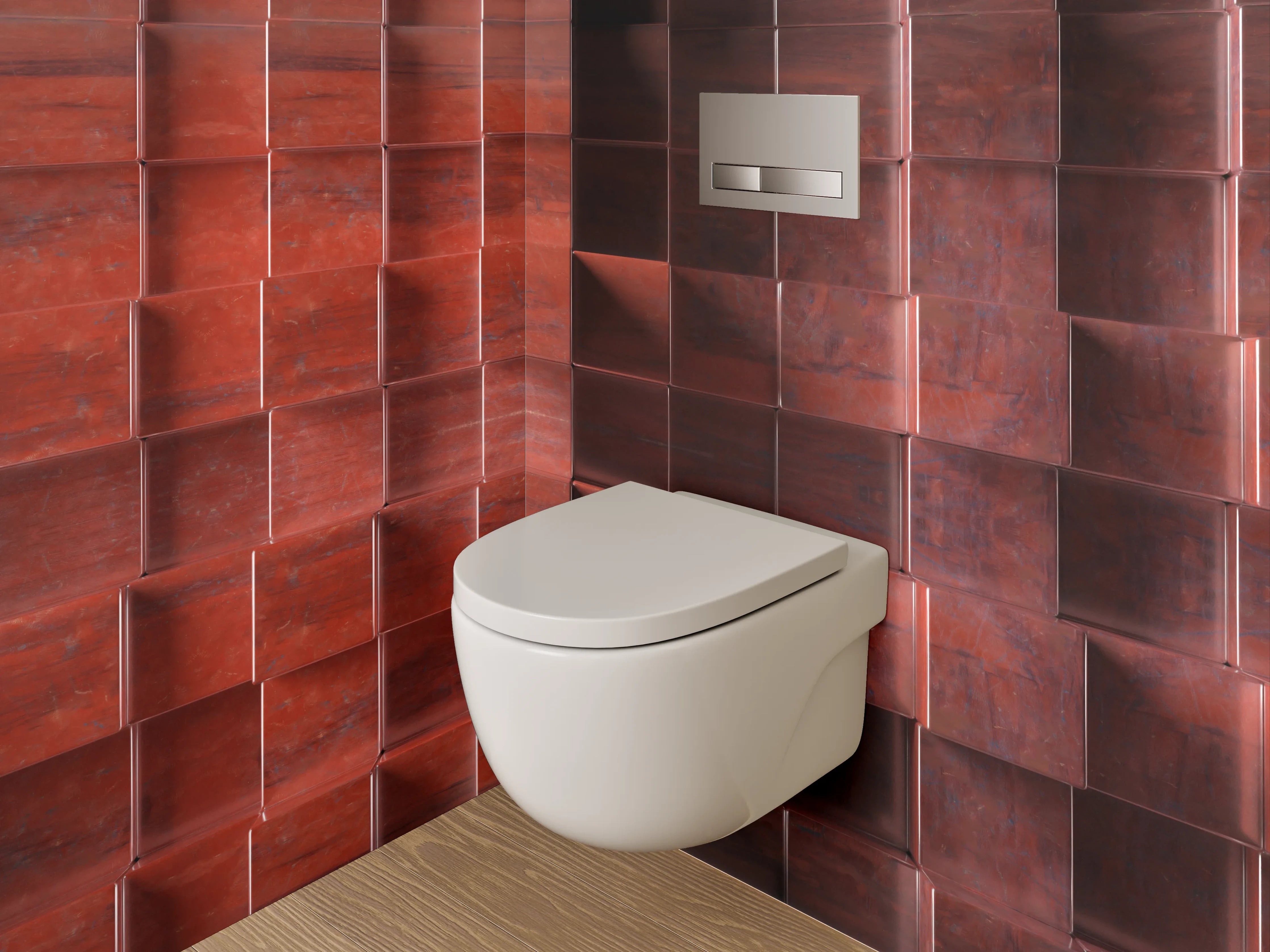 WC-Rückwand - 3D Holz Würfel Wandpaneel Braun