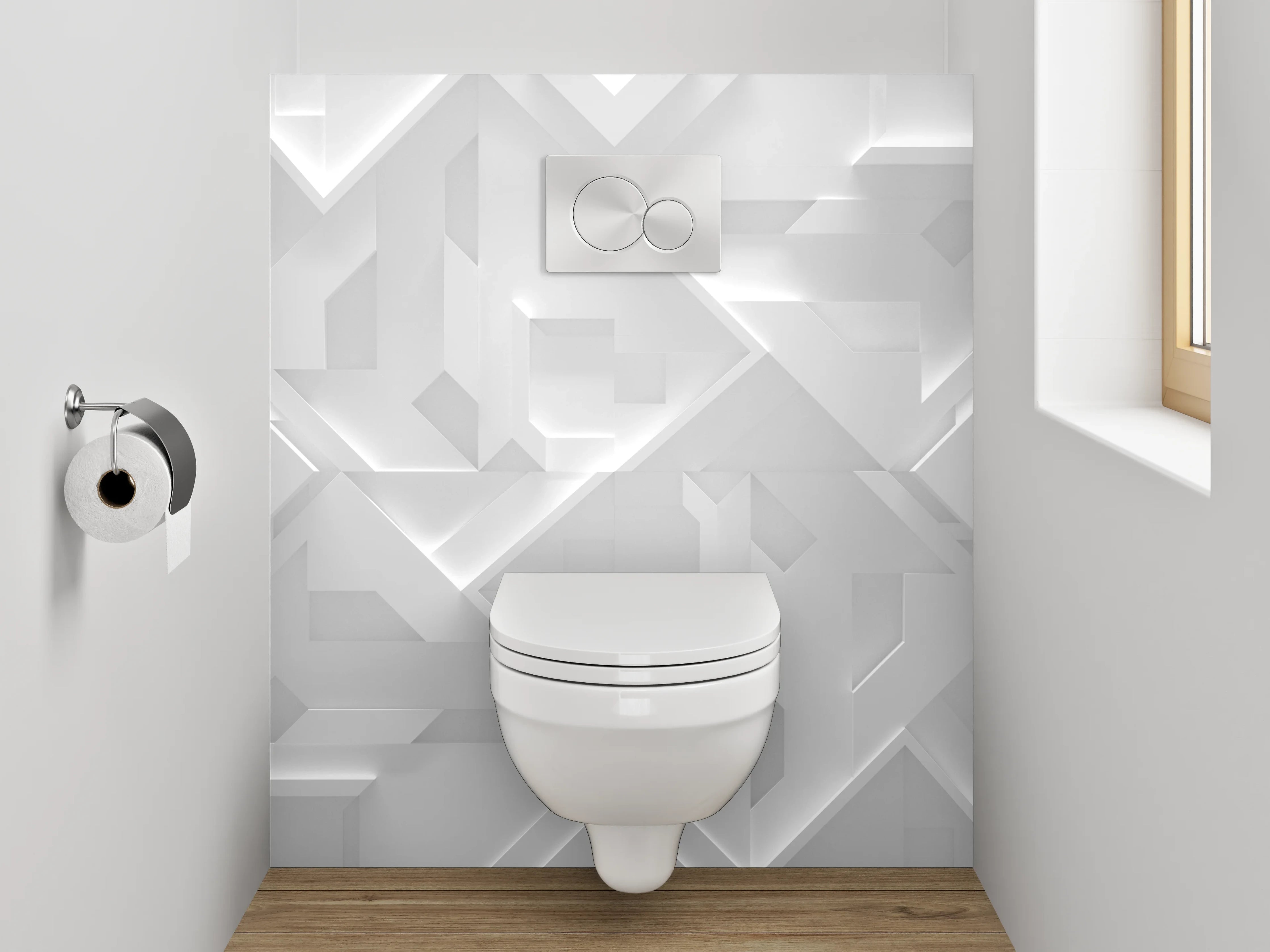 WC-Rückwand - 3D Muster Weiß Grau Modern