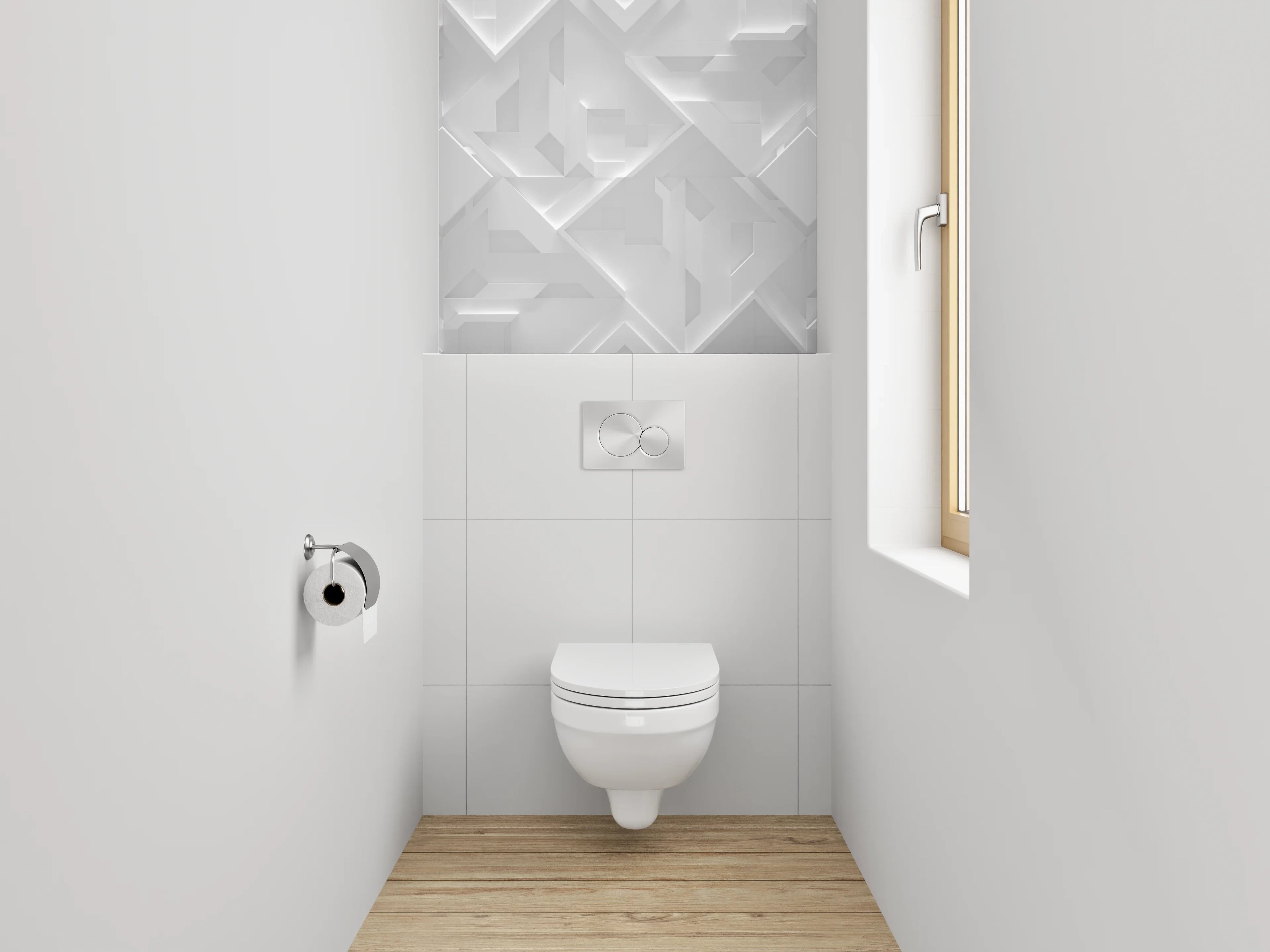WC-Rückwand - 3D Muster Weiß Grau Modern