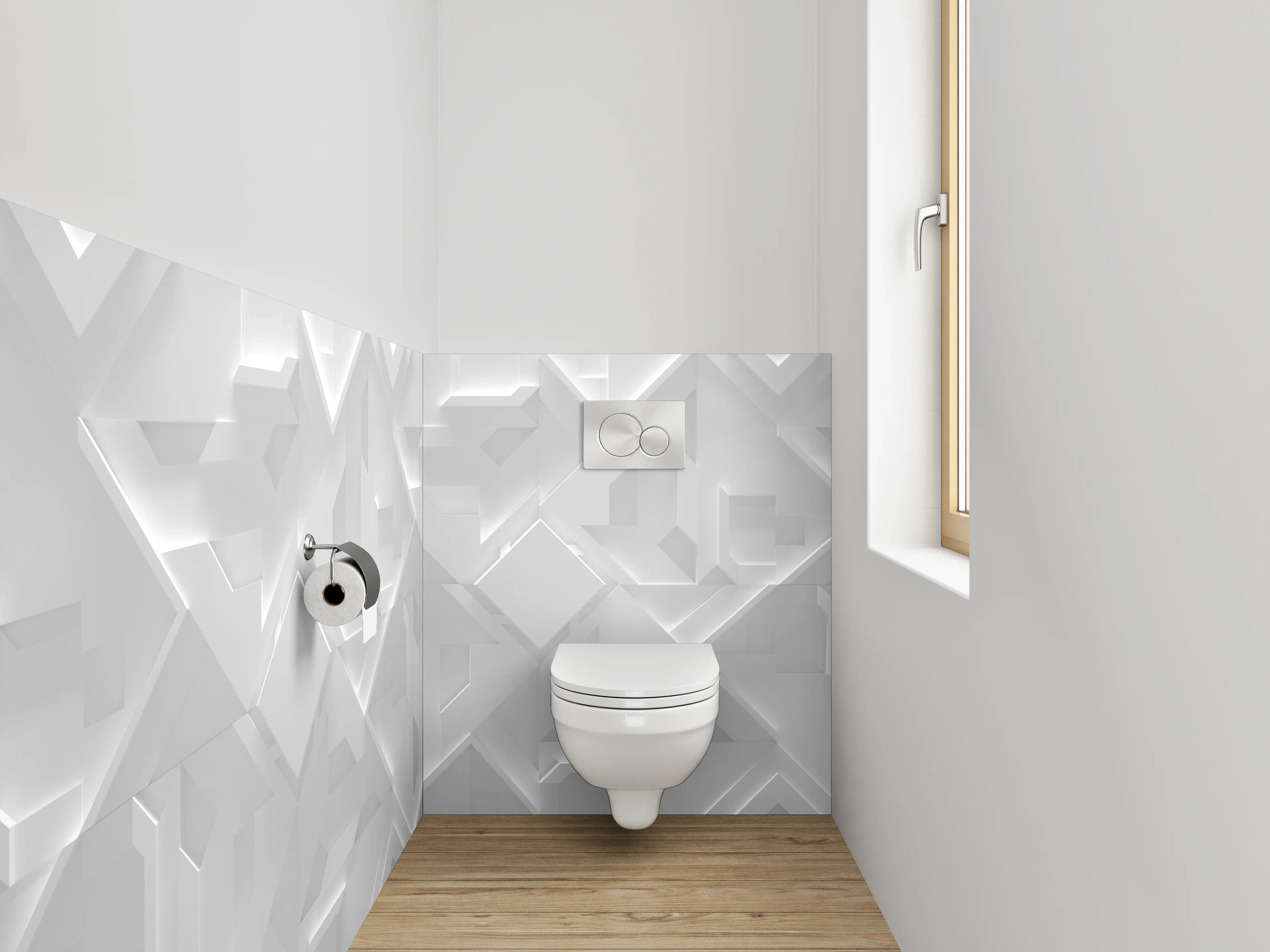 WC-Rückwand - 3D Muster Weiß Grau Modern