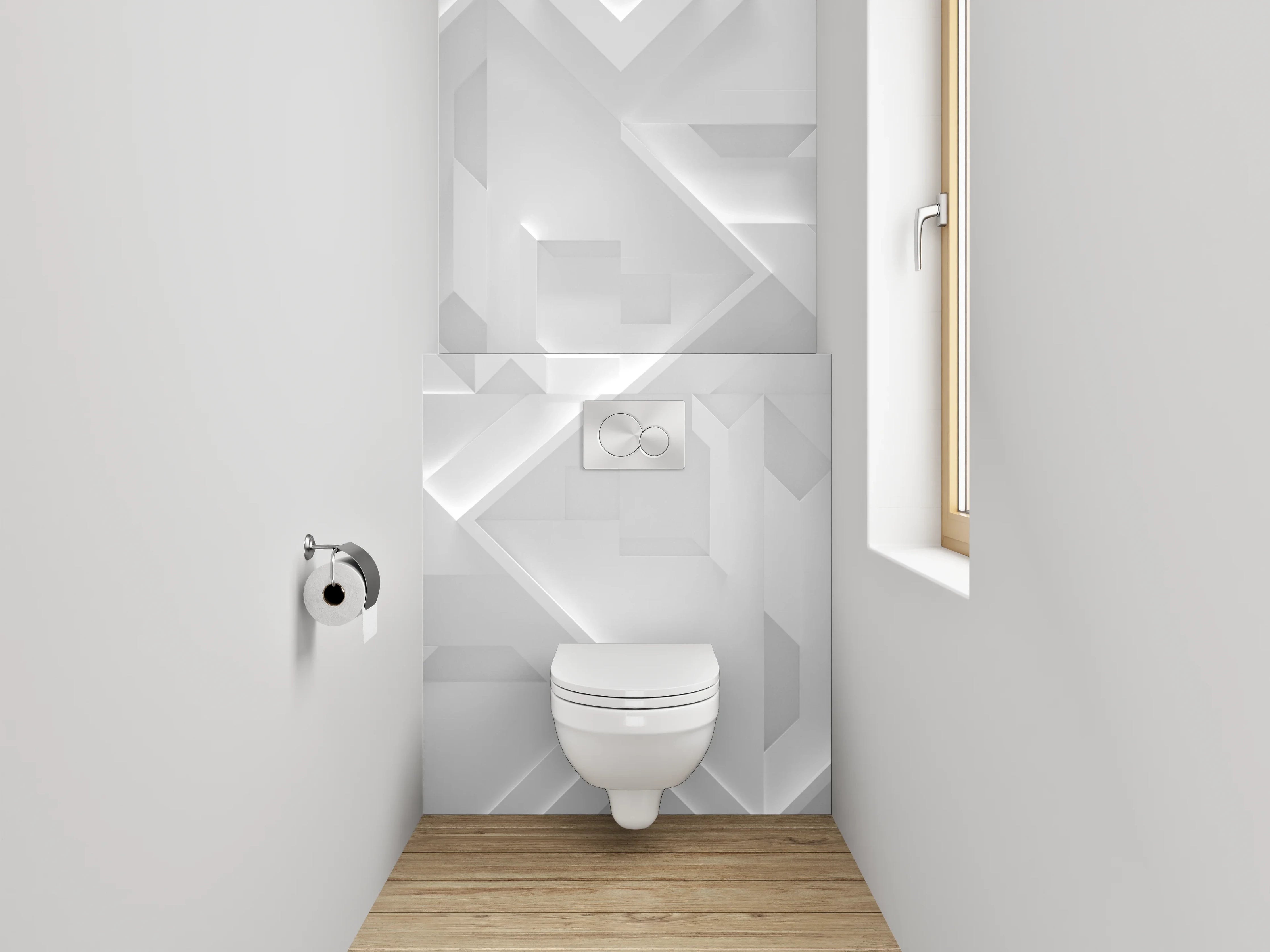 WC-Rückwand - 3D Muster Weiß Grau Modern