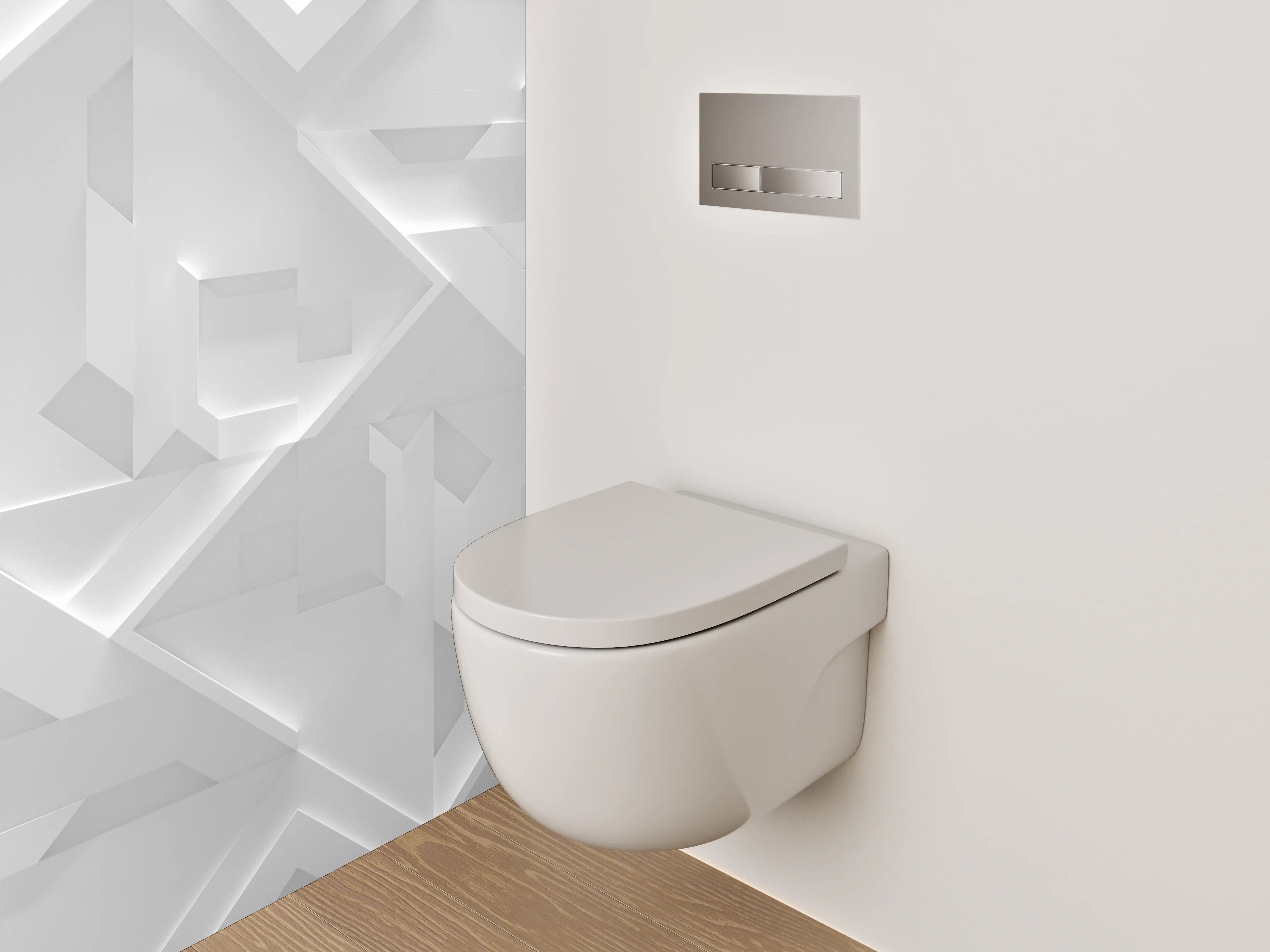 WC-Rückwand - 3D Muster Weiß Grau Modern