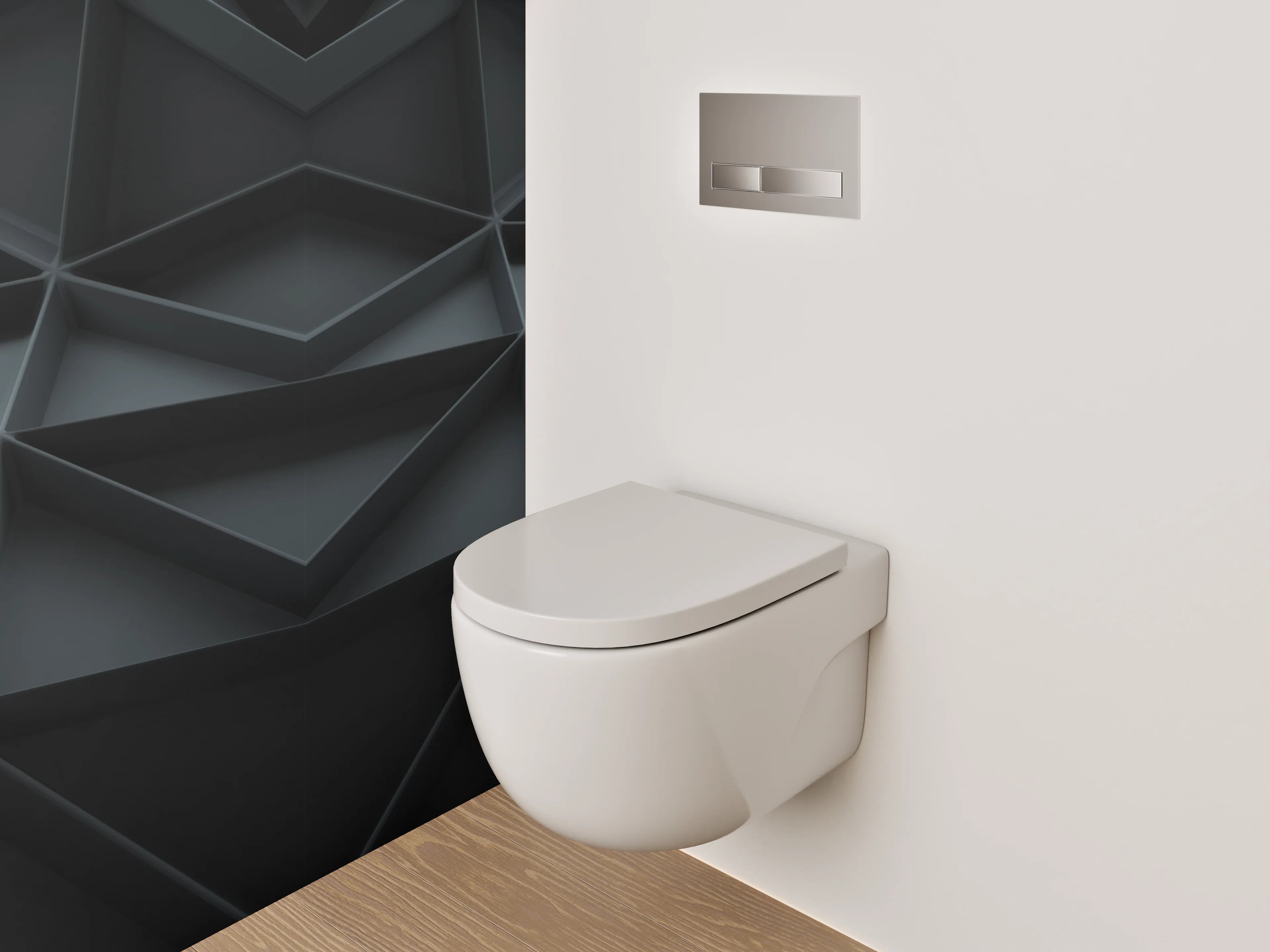 WC-Rückwand - 3D Polygon Abstrakt Schwarz