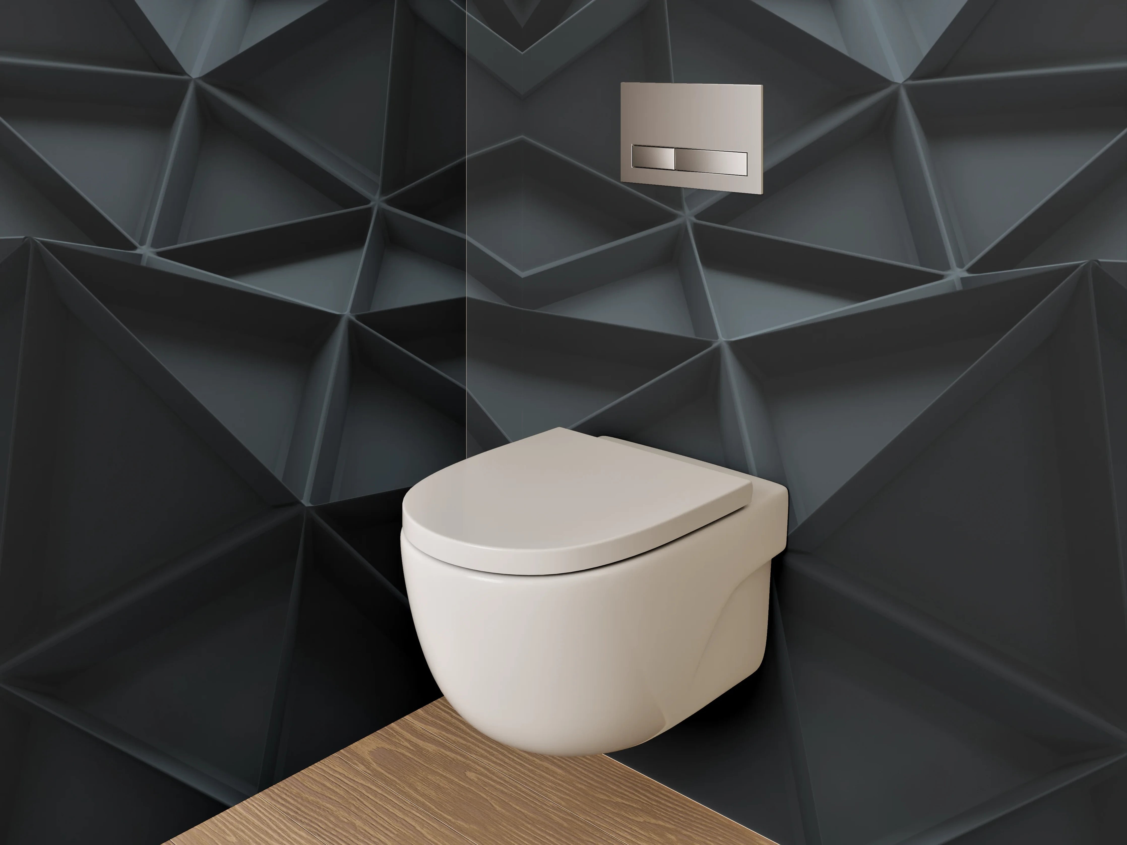 WC-Rückwand - 3D Polygon Abstrakt Schwarz