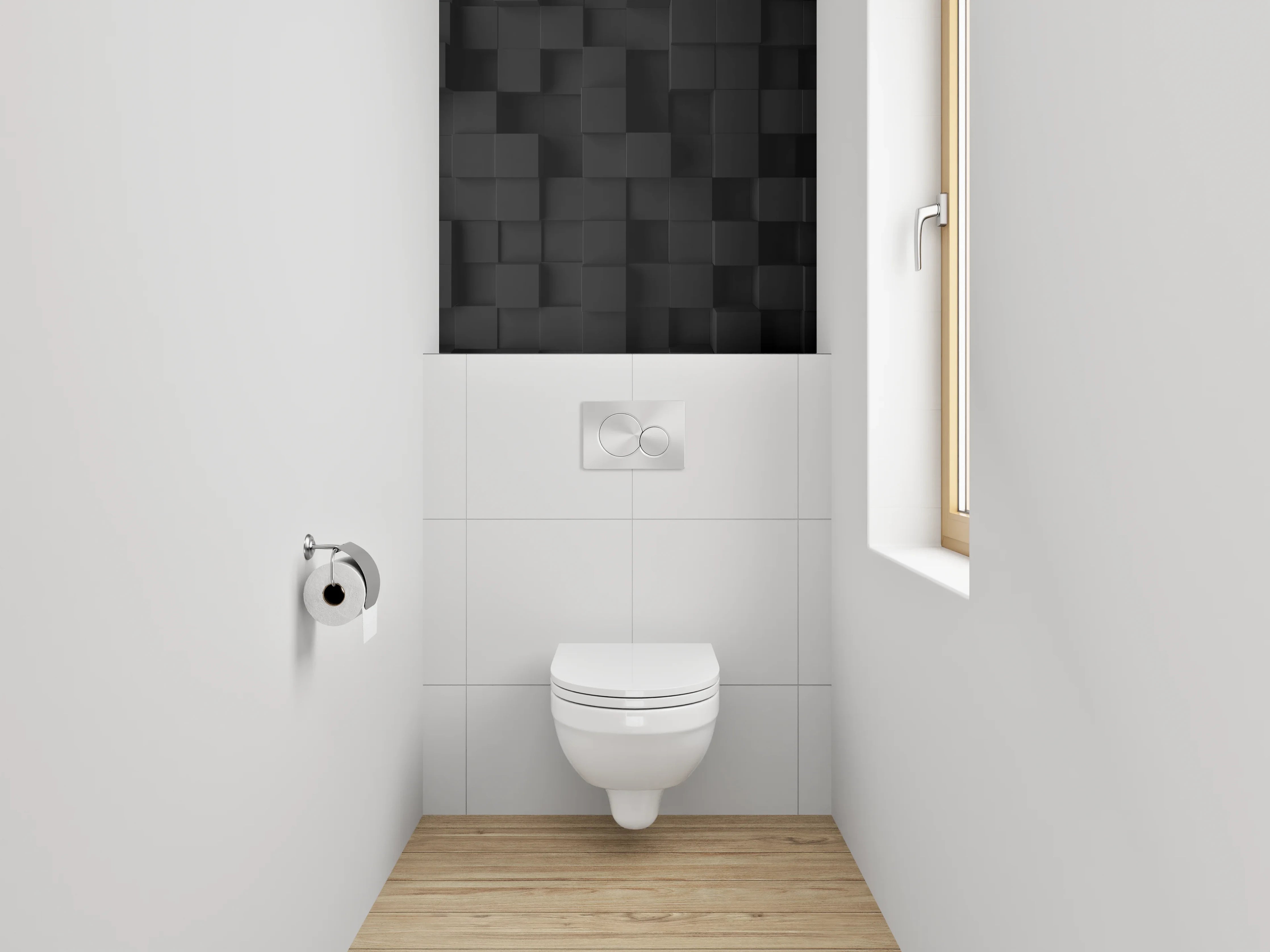 WC-Rückwand - 3D Schwarze Würfel Wandmotiv