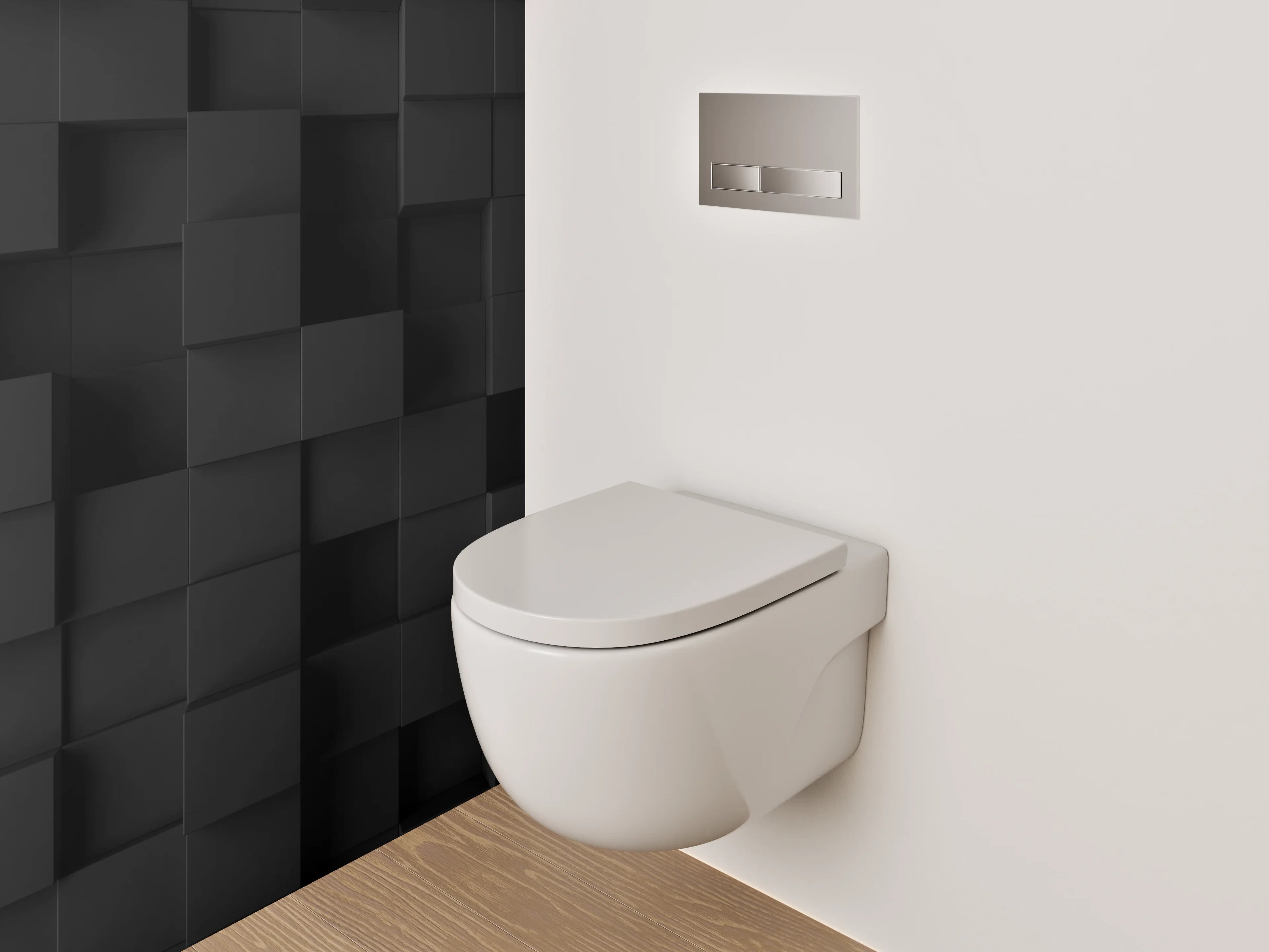 WC-Rückwand - 3D Schwarze Würfel Wandmotiv