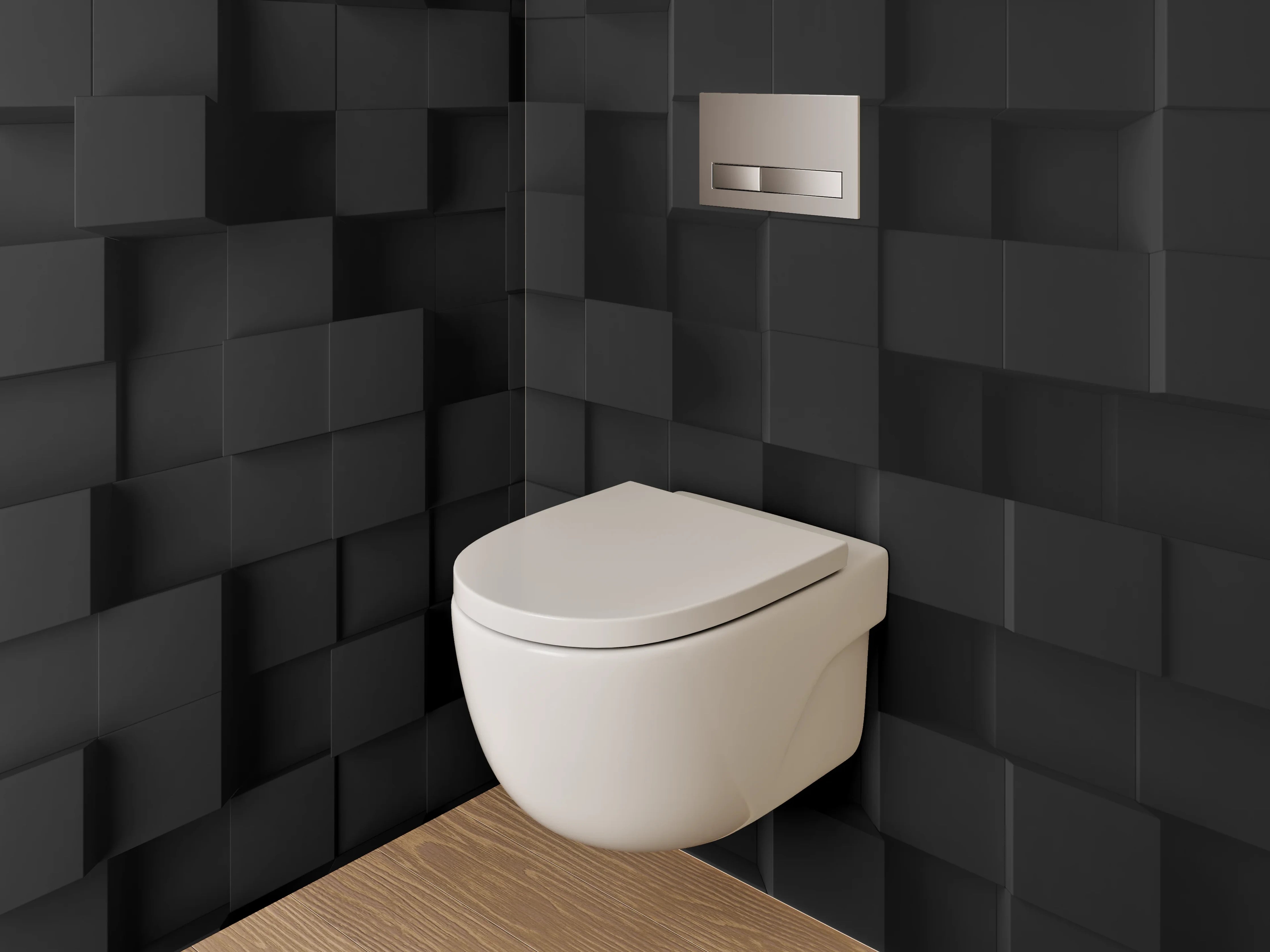 WC-Rückwand - 3D Schwarze Würfel Wandmotiv