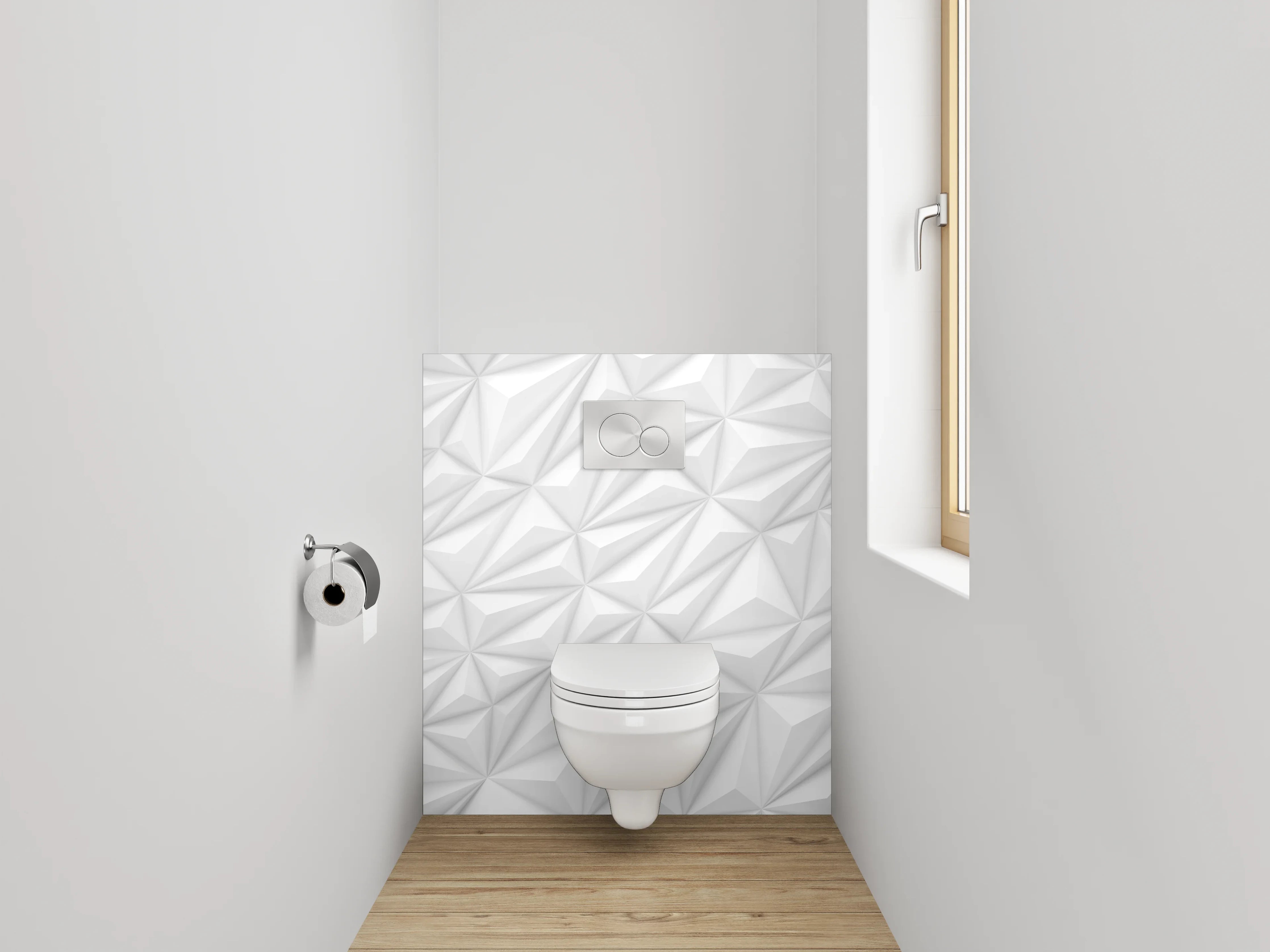 WC-Rückwand - 3D Weiß Grau Geometrisch Muster