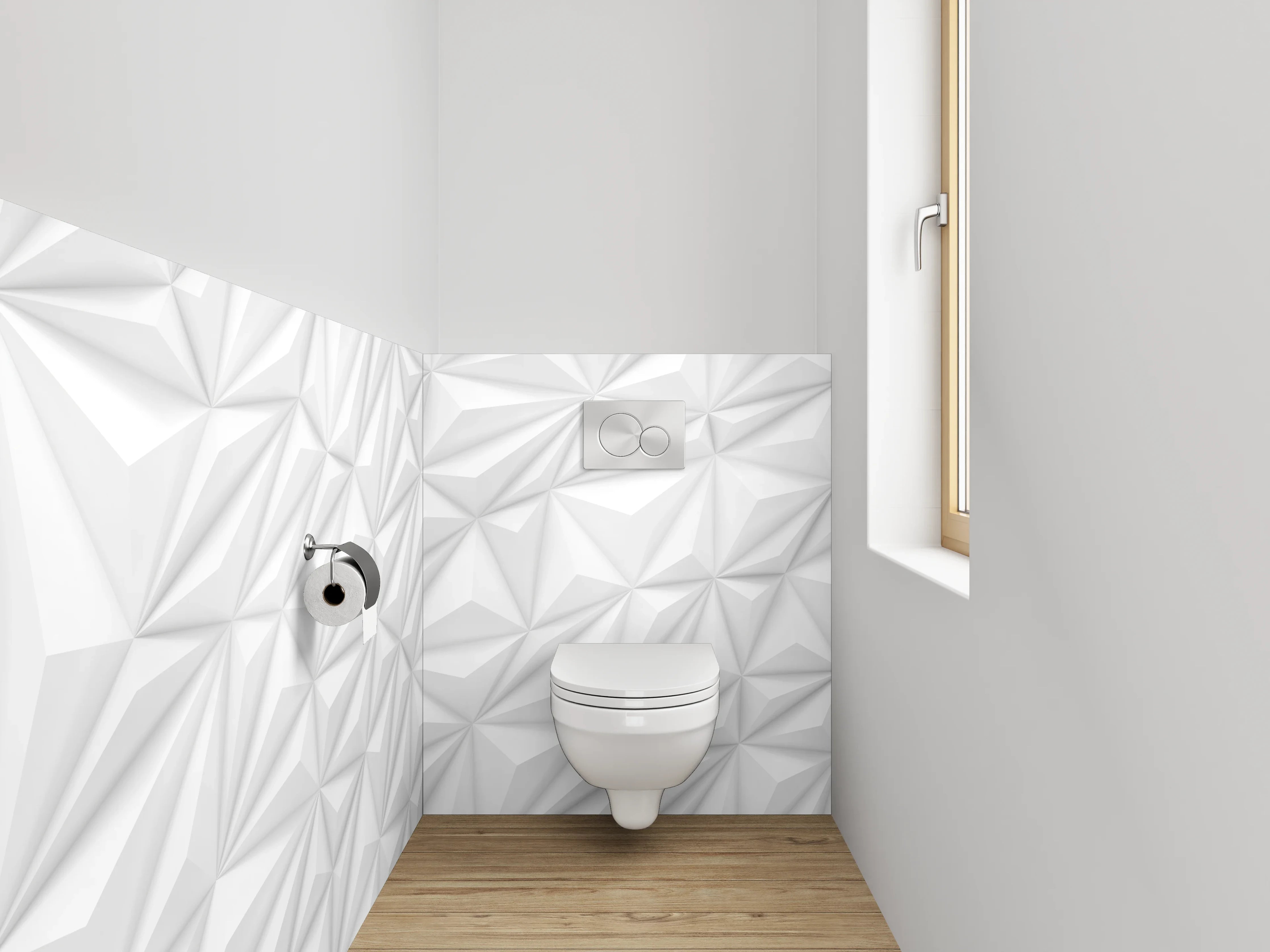 WC-Rückwand - 3D Weiß Grau Geometrisch Muster