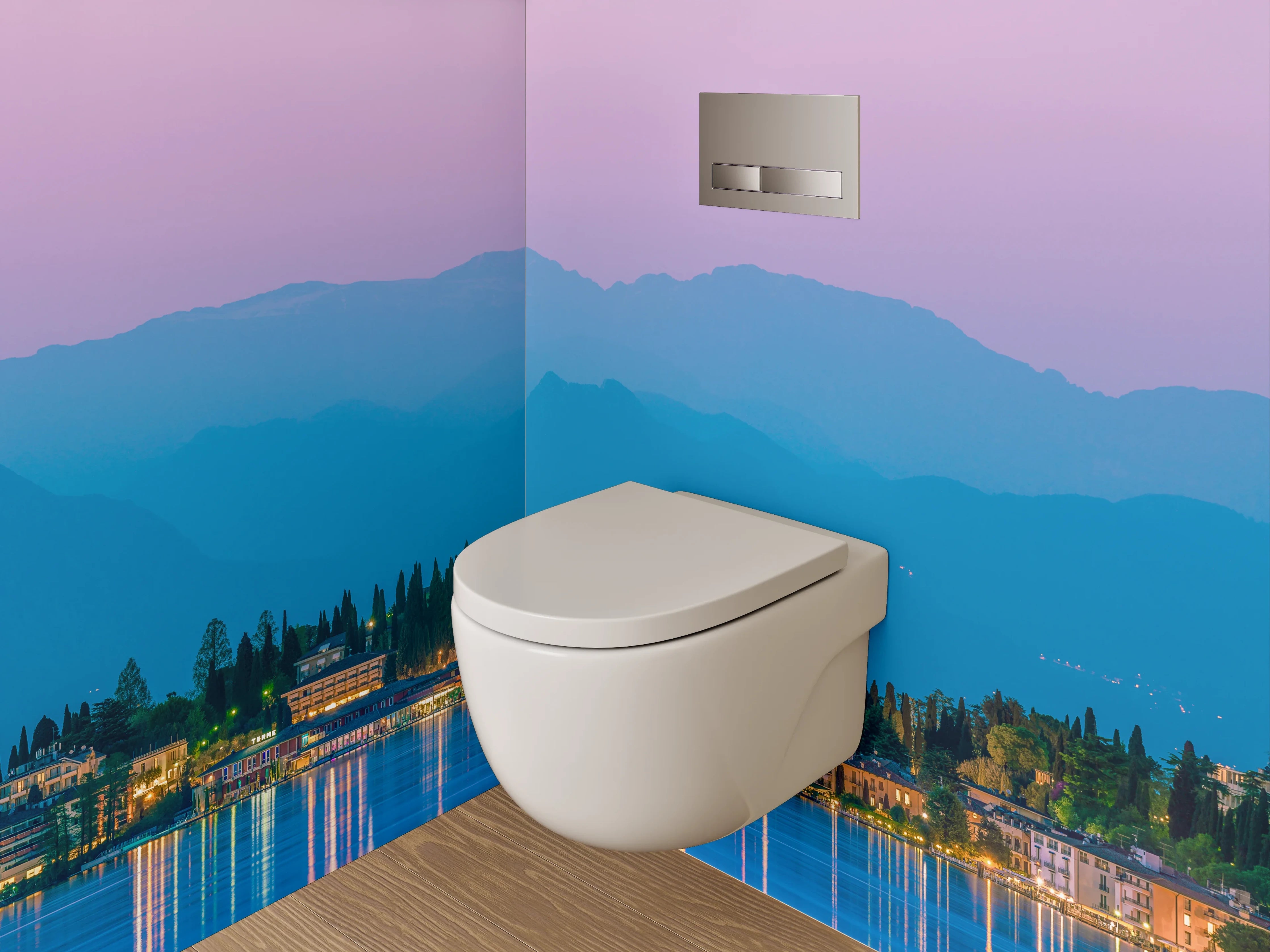 WC-Rückwand - Abendstimmung am Gardasee Panorama