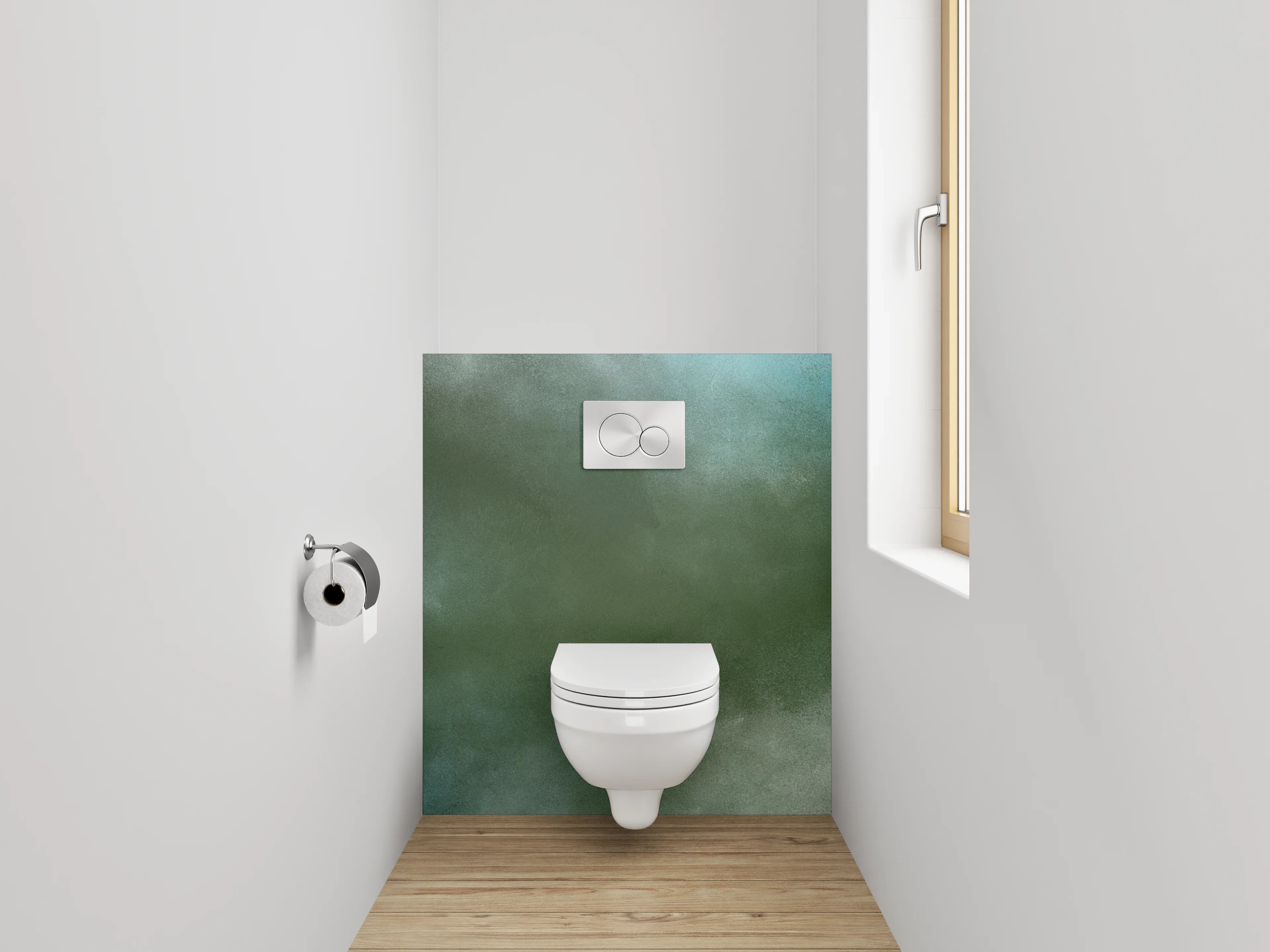 WC-Rückwand - Abstrakt Aquarell Grün-Orange Wandbild
