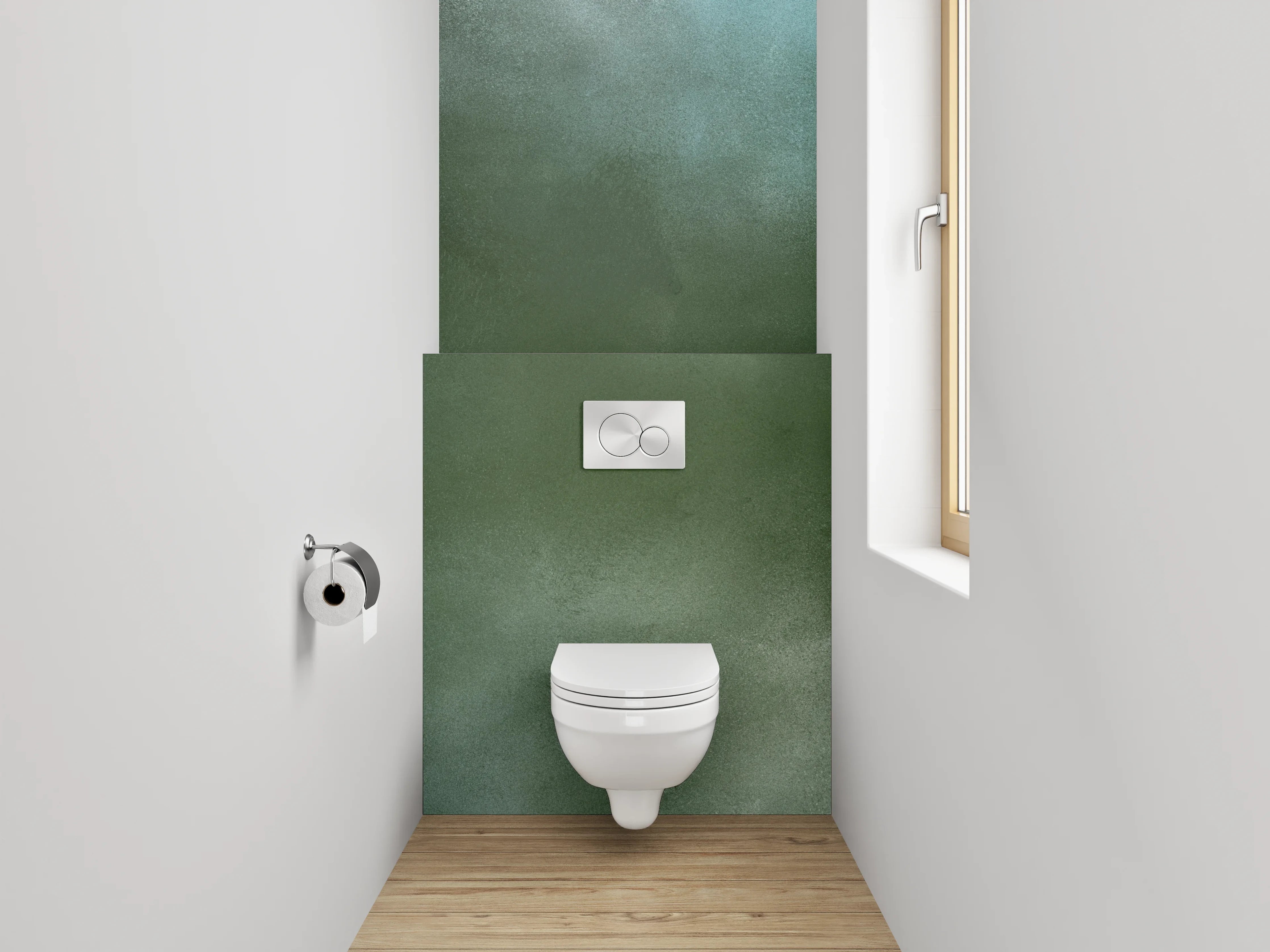 WC-Rückwand - Abstrakt Aquarell Grün-Orange Wandbild
