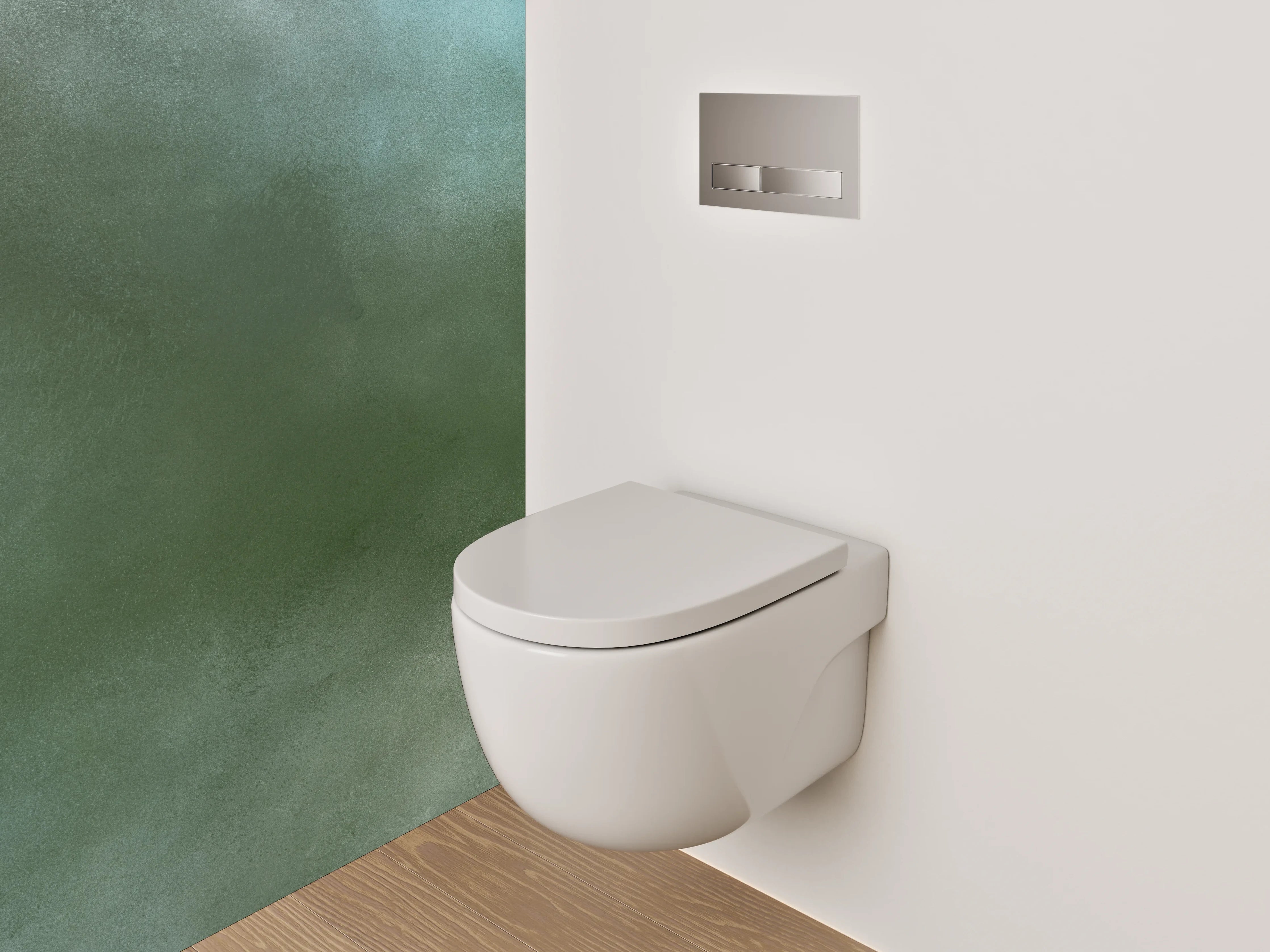 WC-Rückwand - Abstrakt Aquarell Grün-Orange Wandbild