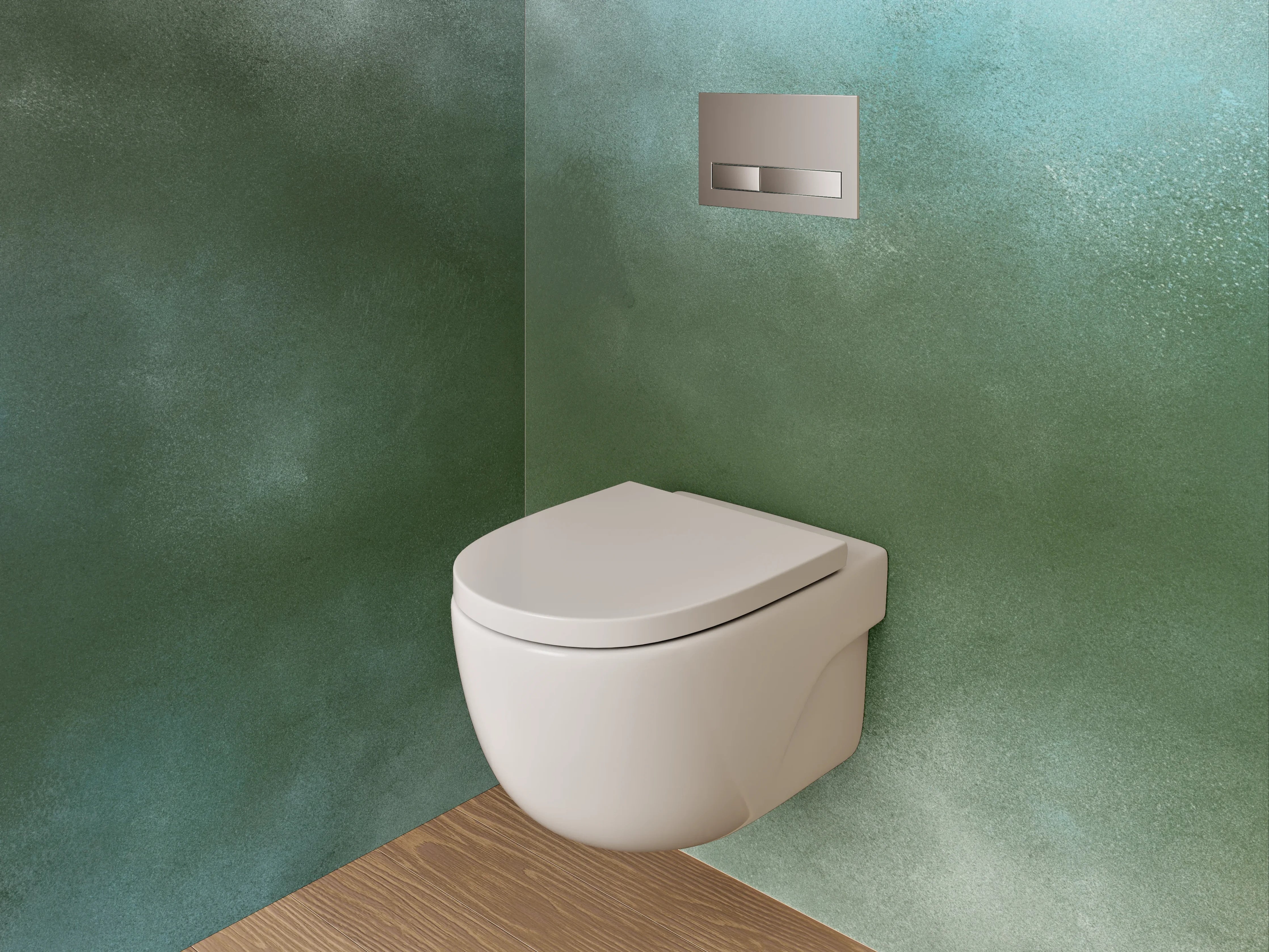 WC-Rückwand - Abstrakt Aquarell Grün-Orange Wandbild