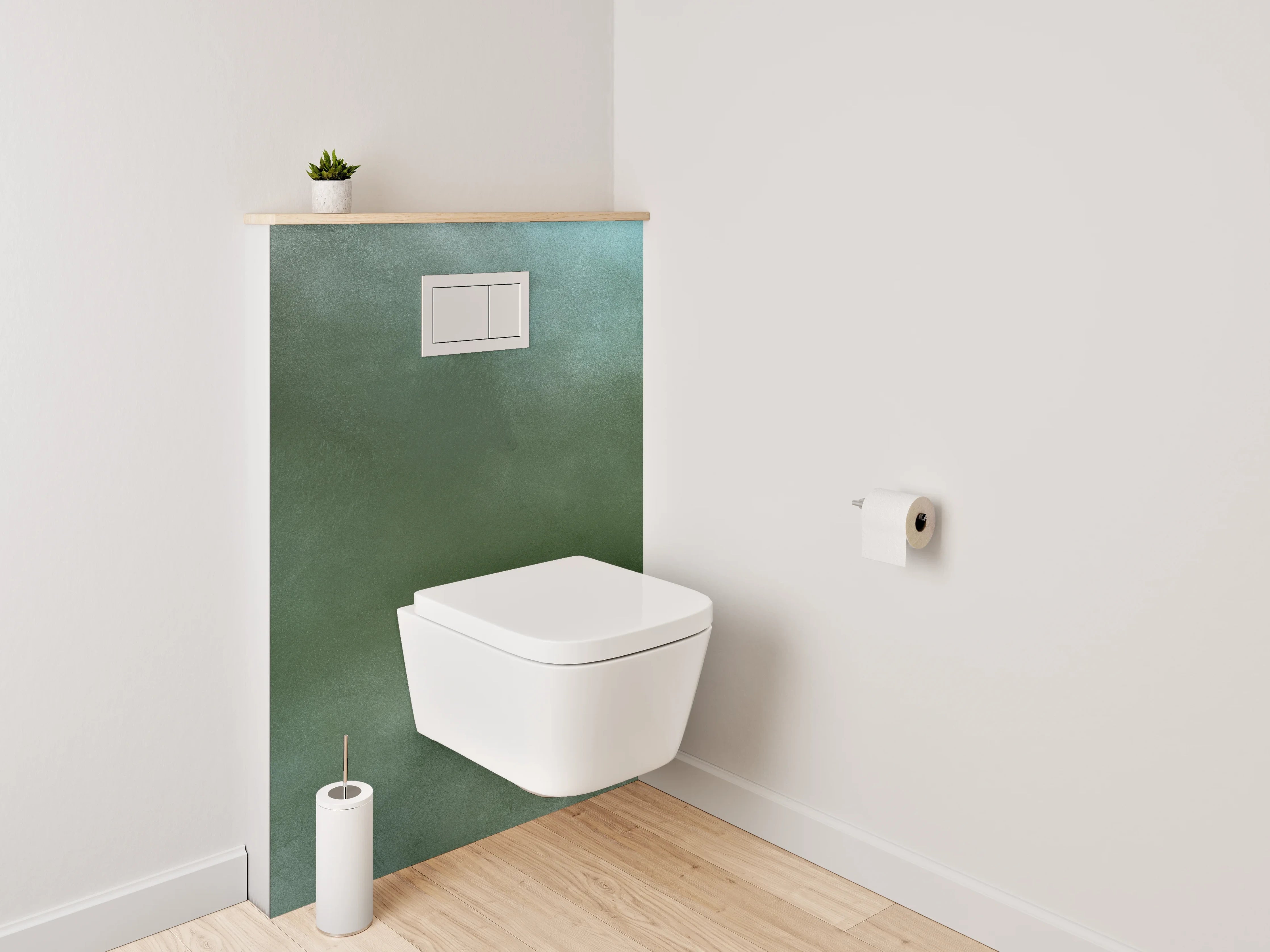 WC-Rückwand - Abstrakt Aquarell Grün-Orange Wandbild