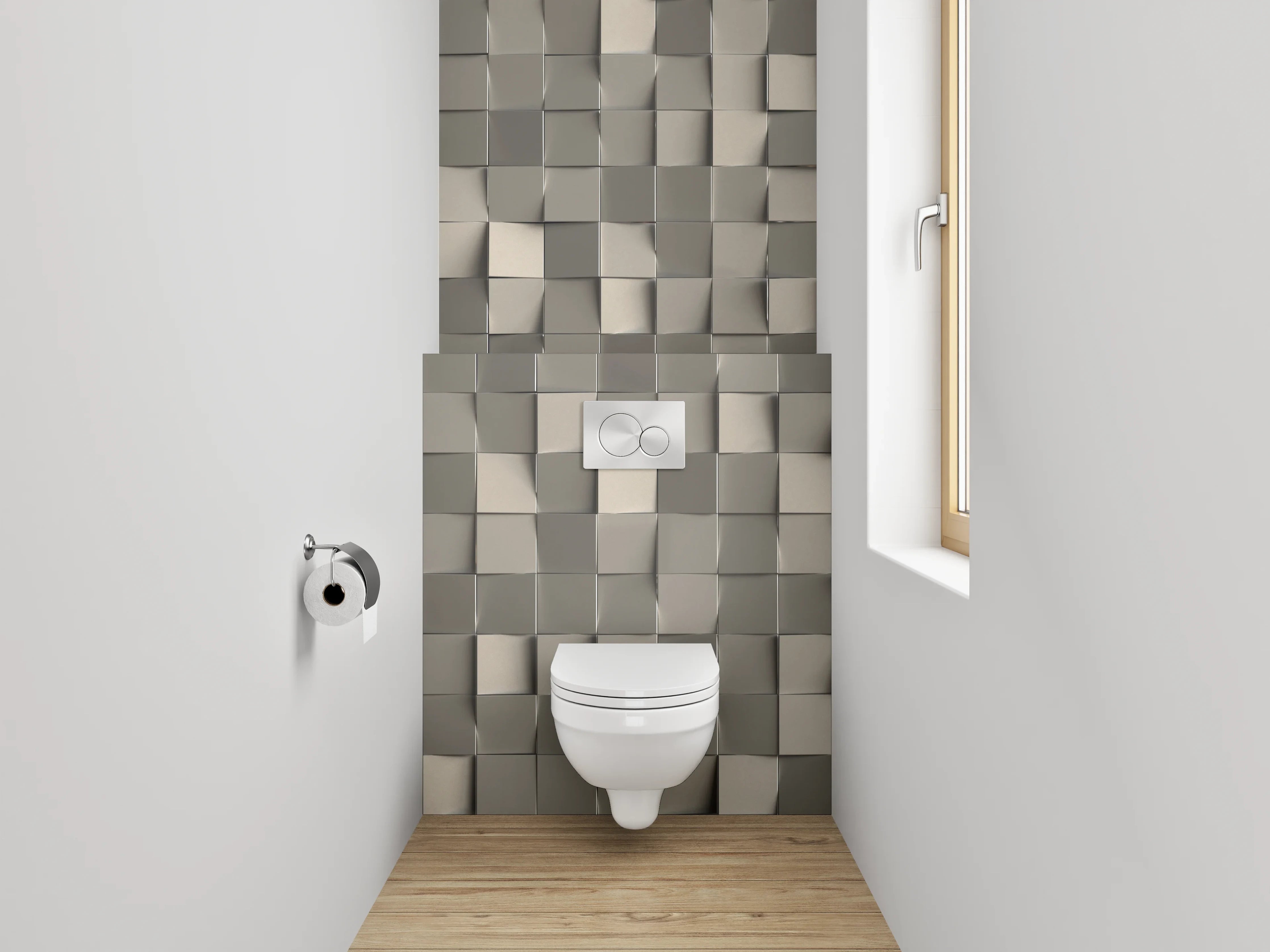 WC-Rückwand - Abstrakte 3D-Mosaik Fliesenoptik Grau