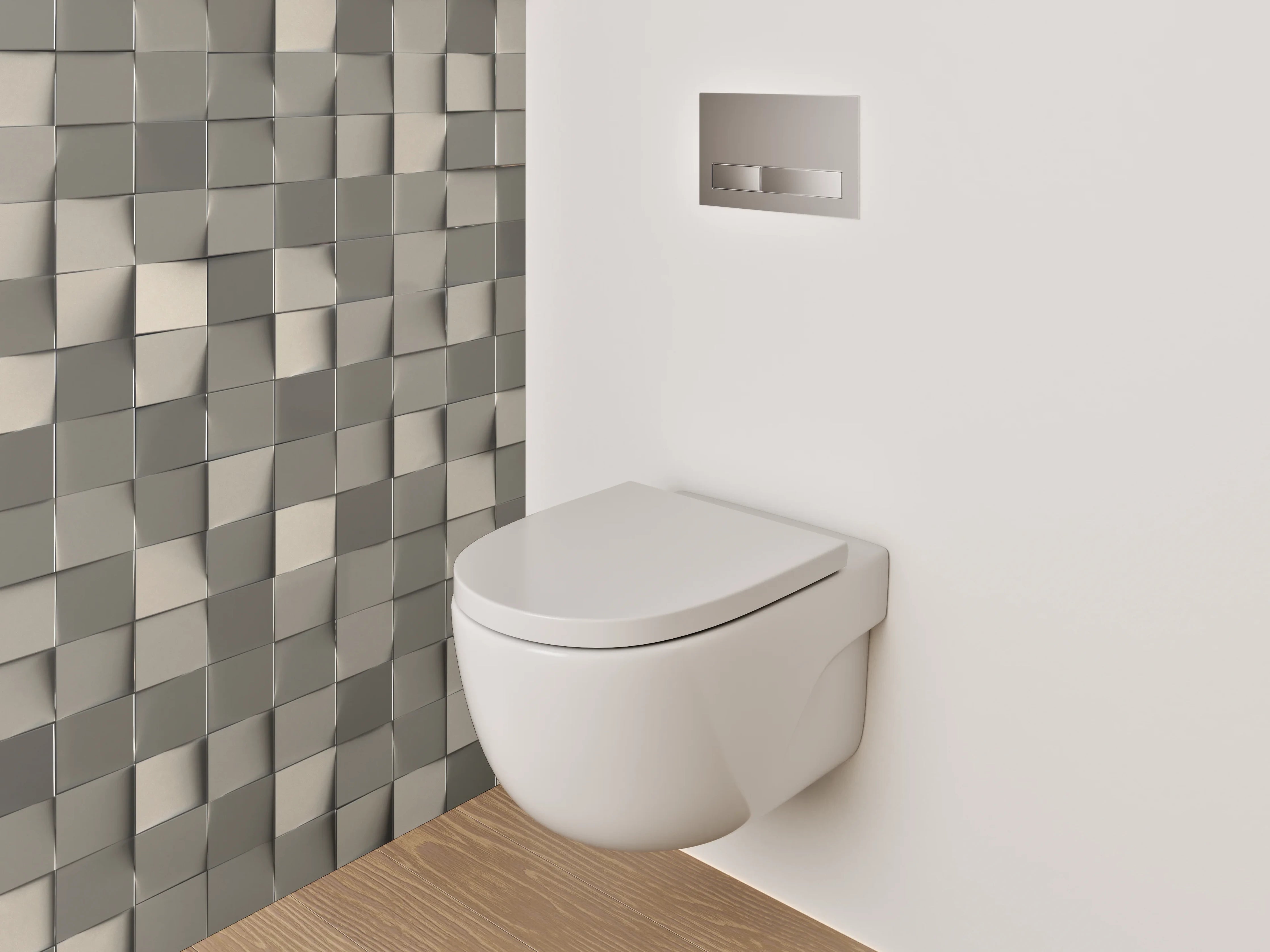 WC-Rückwand - Abstrakte 3D-Mosaik Fliesenoptik Grau