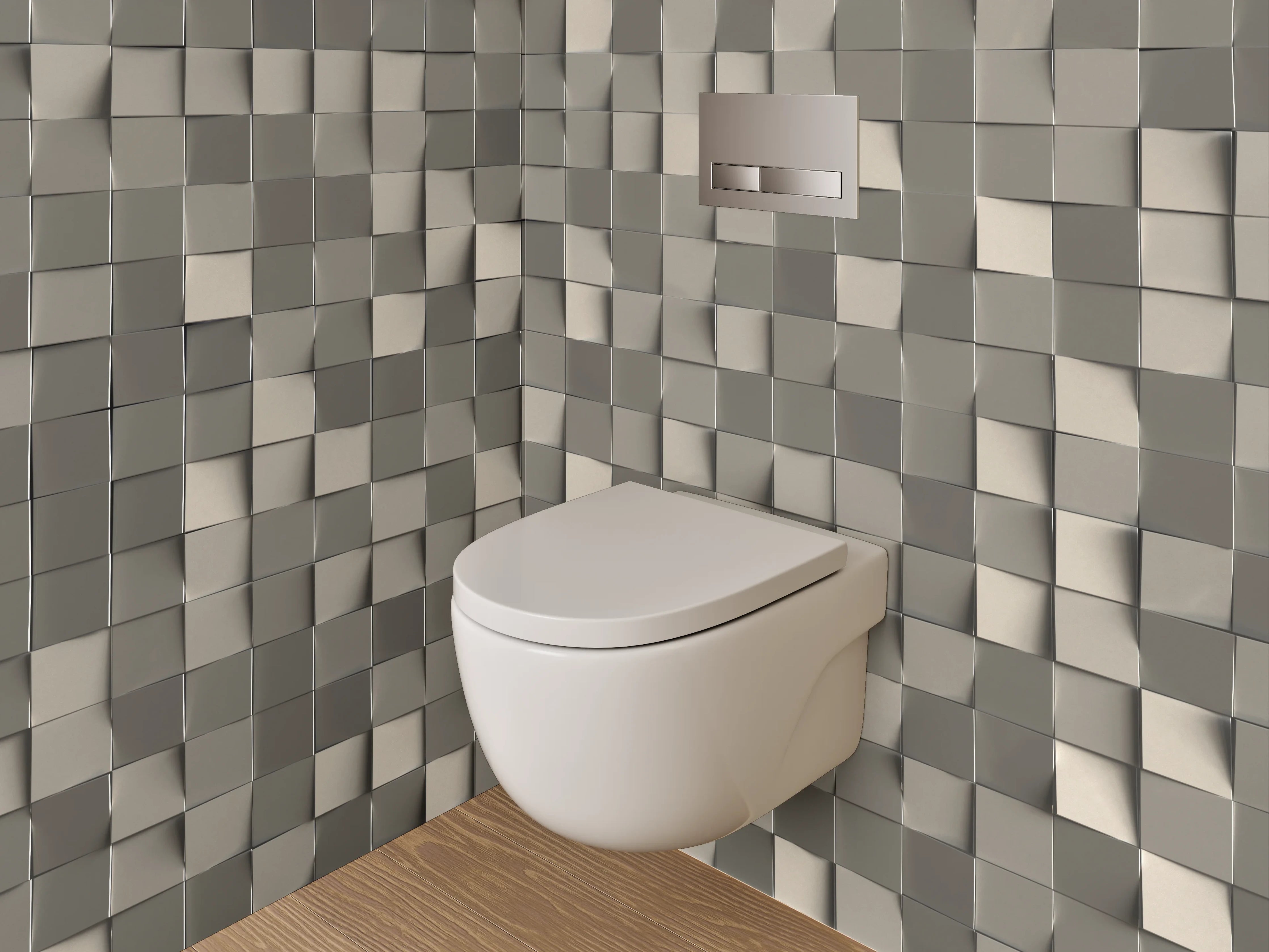 WC-Rückwand - Abstrakte 3D-Mosaik Fliesenoptik Grau