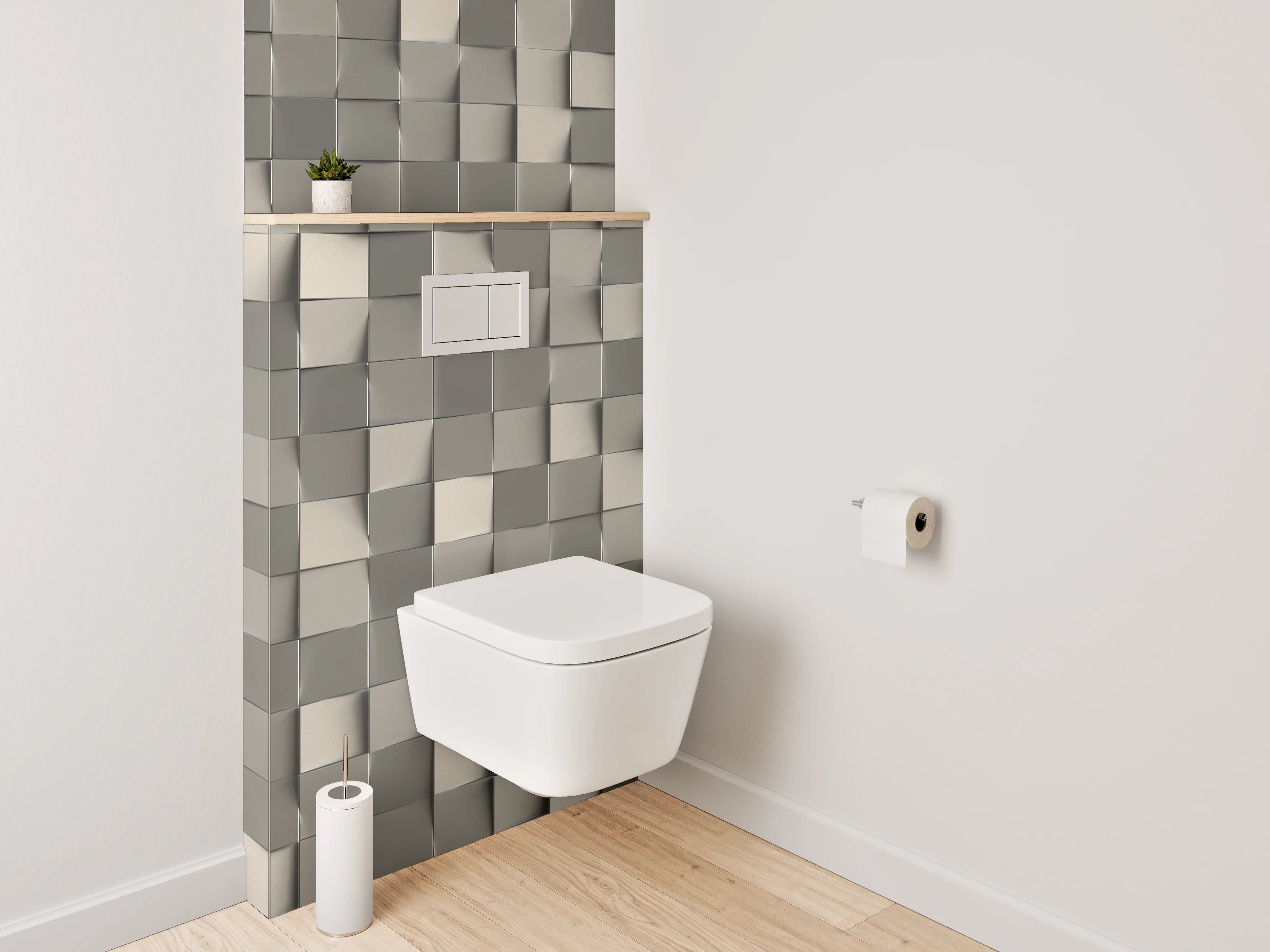 WC-Rückwand - Abstrakte 3D-Mosaik Fliesenoptik Grau