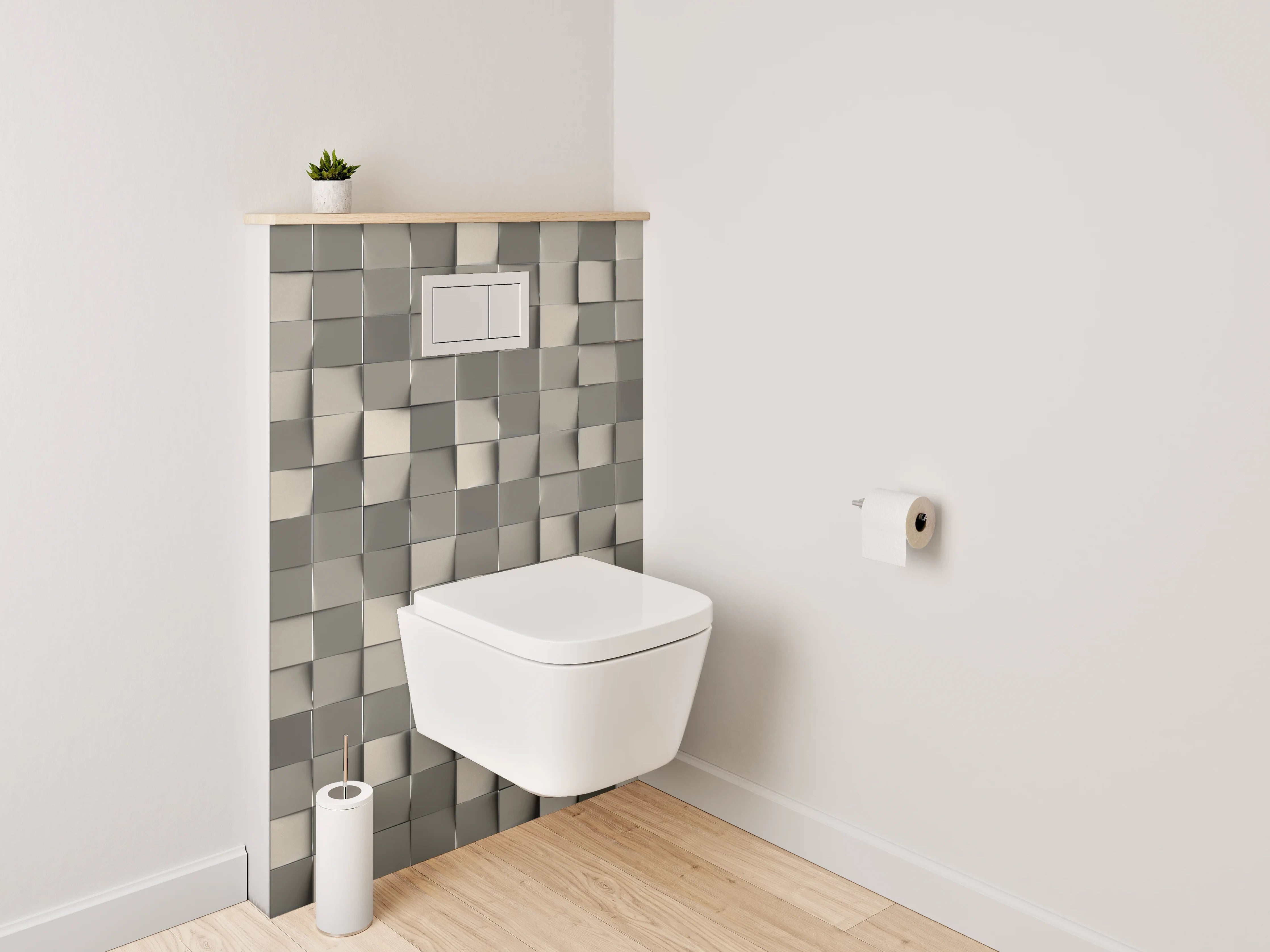 WC-Rückwand - Abstrakte 3D-Mosaik Fliesenoptik Grau