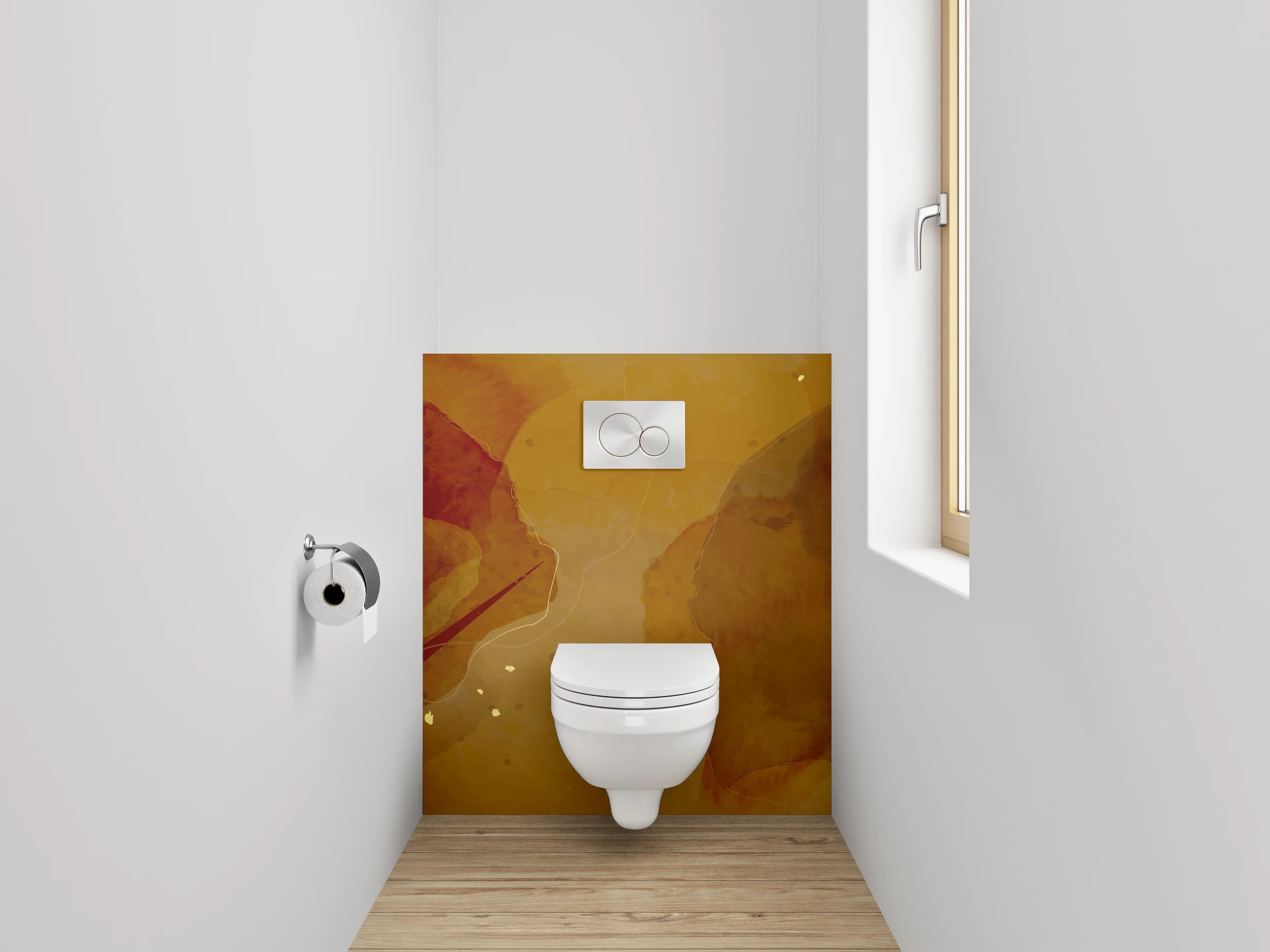 WC-Rückwand - Abstrakte Aquarell-Braun-Beige Wandkunst