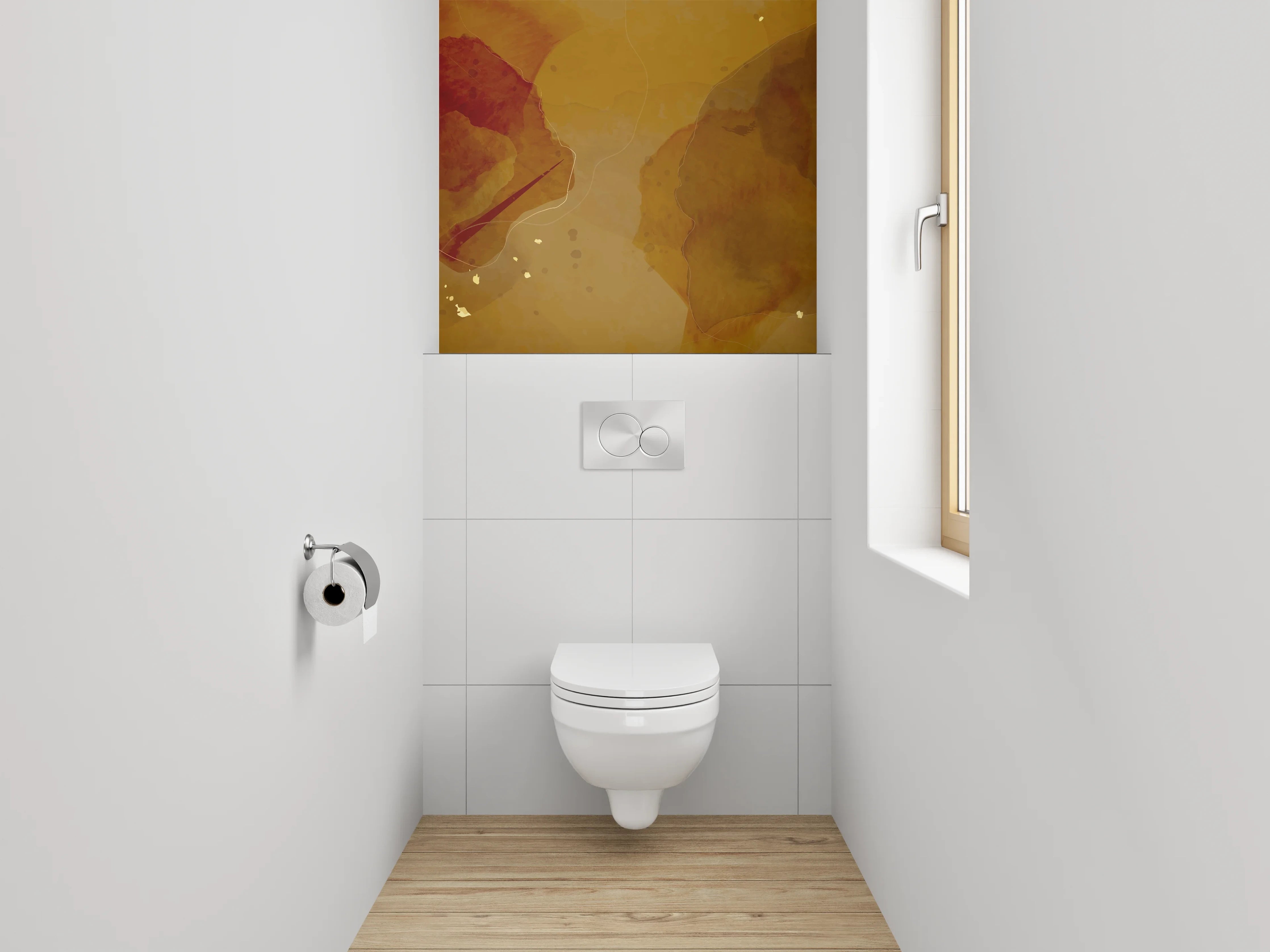 WC-Rückwand - Abstrakte Aquarell-Braun-Beige Wandkunst