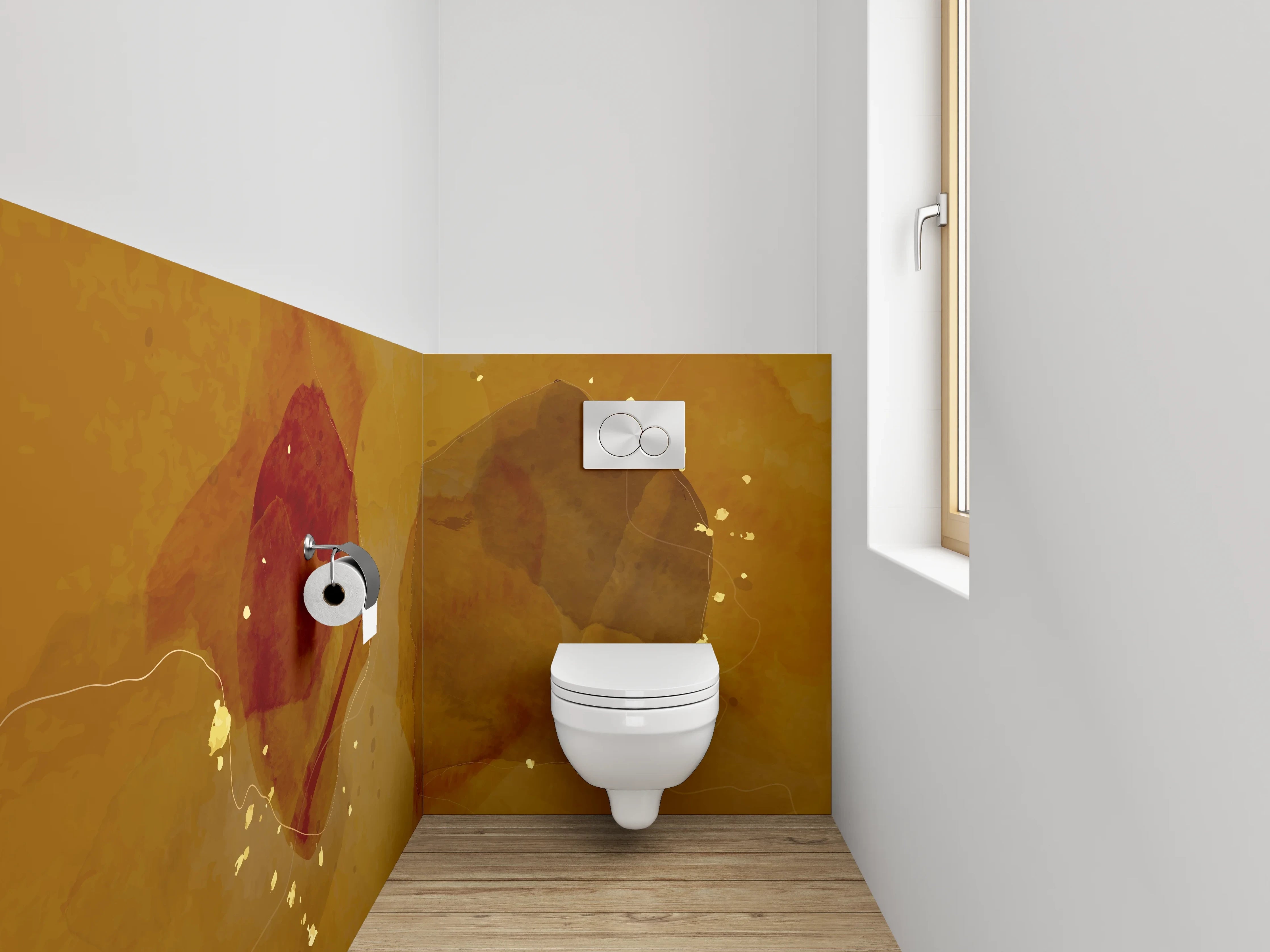 WC-Rückwand - Abstrakte Aquarell-Braun-Beige Wandkunst