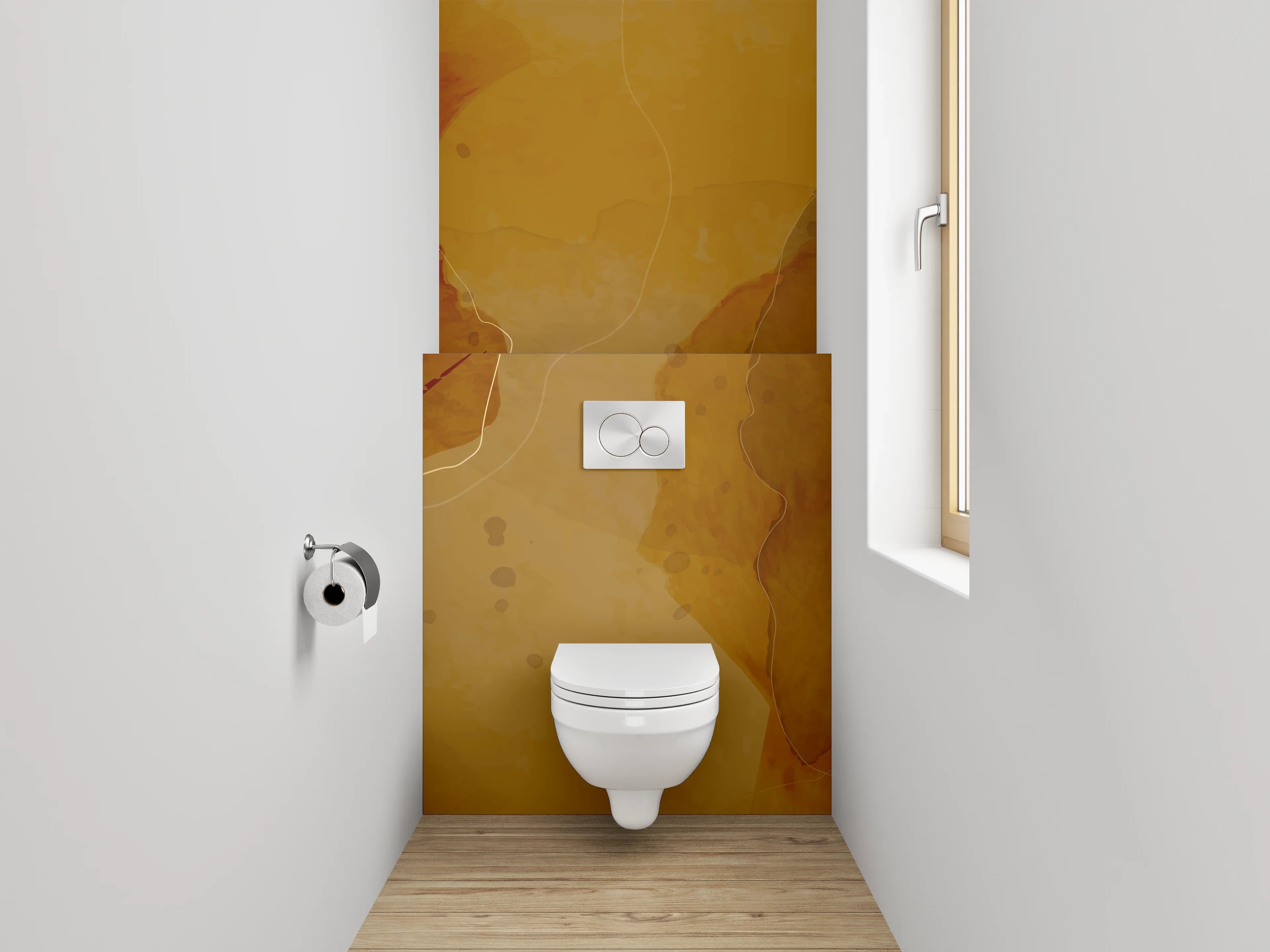 WC-Rückwand - Abstrakte Aquarell-Braun-Beige Wandkunst